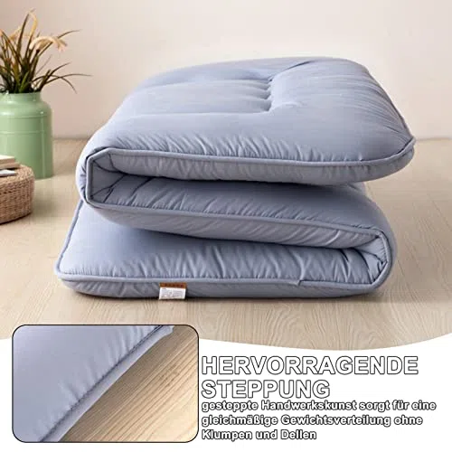Futón japonés para suelo, plegable, extra grueso, transpirable, para suelo, cama de camping portátil, cama de invitados ideal para sofá, versátil y cómodo