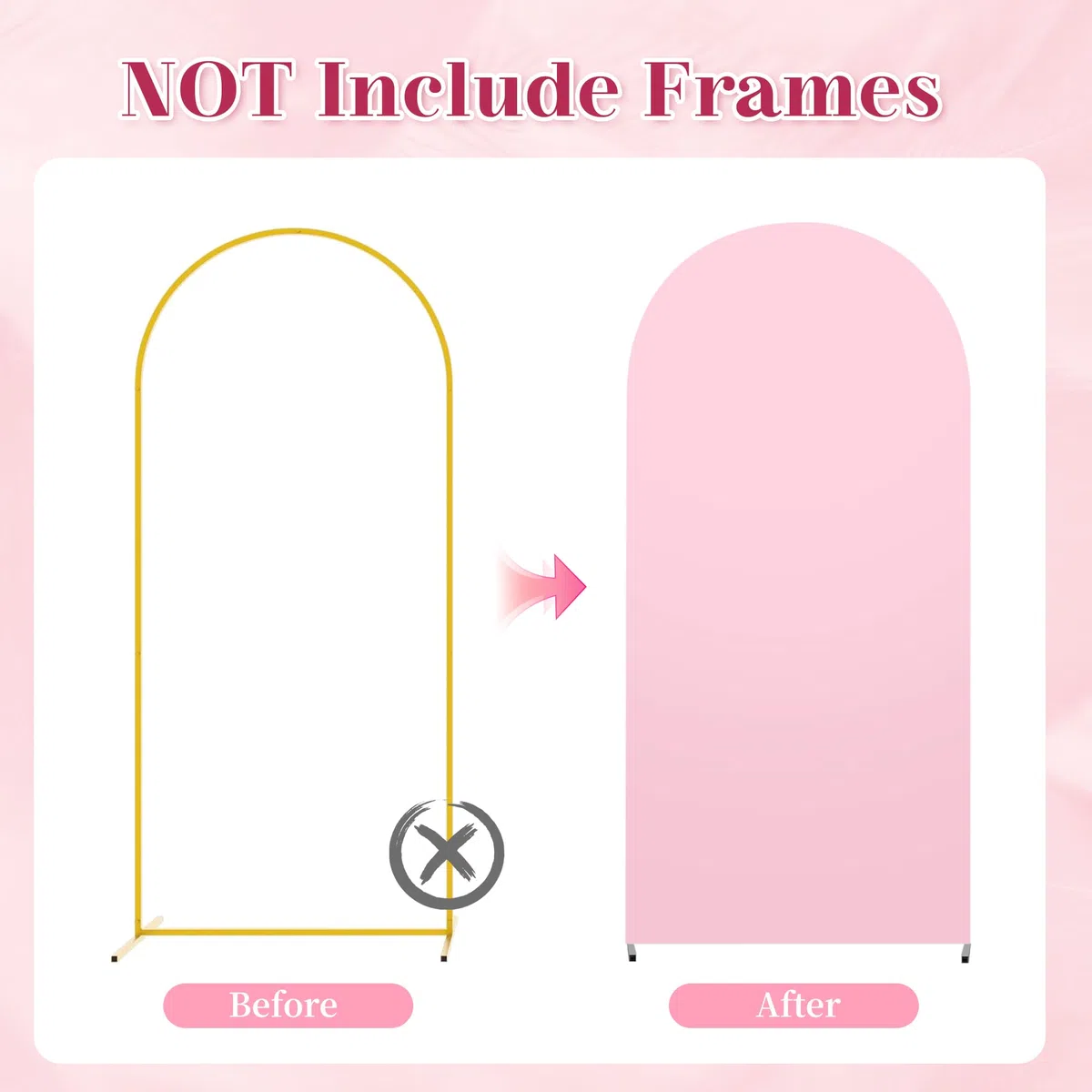 Juego de 3 cubiertas de fondo para arco, cubierta de fondo para arco de boda de doble cara, cubierta de fondo de 4/5/6 pies para fiesta de cumpleaños, ceremonia, banquete (rosa)