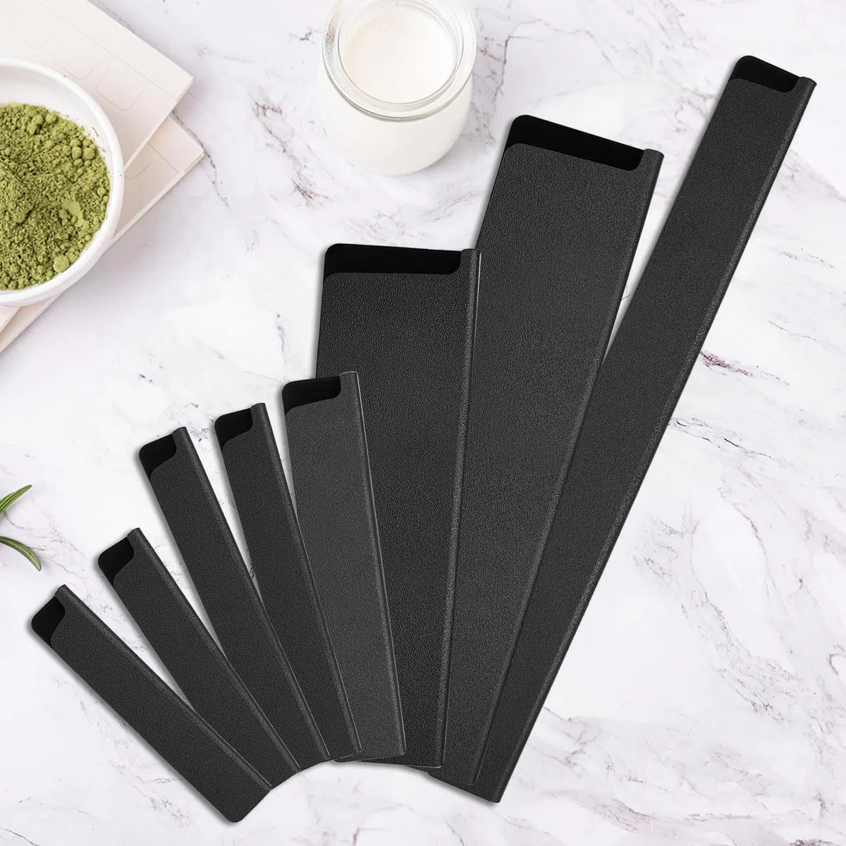 Funda Protectora para Cuchillos ABS con Fieltro Interior, 8 Piezas, Universal, 6 Tamaños, Negro