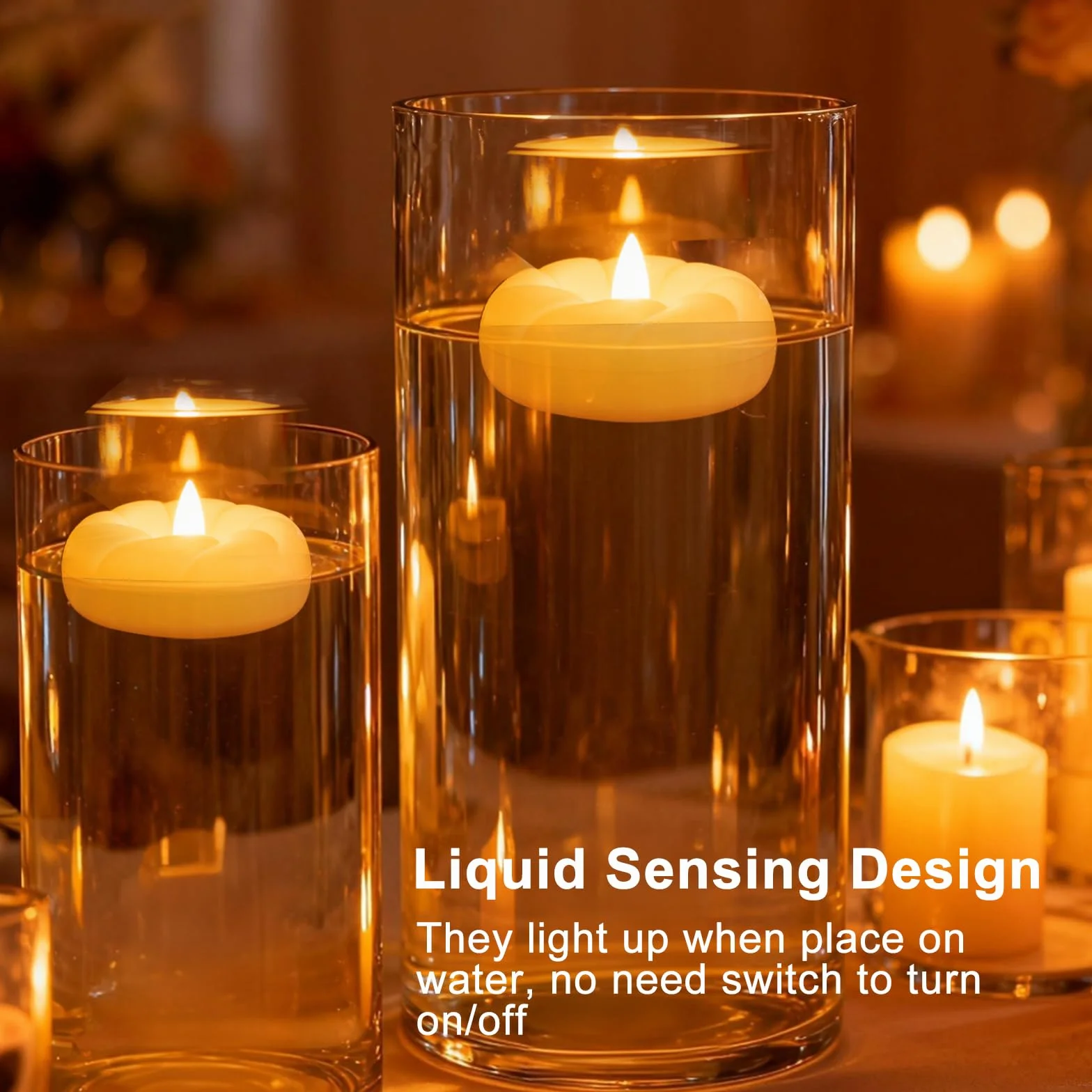 HENGBIRD 6 Velas LED Flotantes, Velas de Té de 5,5 cm, Resistentes al Agua, Funciona con Pilas, sin Llama, para Centro de Boda, Baño, Piscina, Fuente