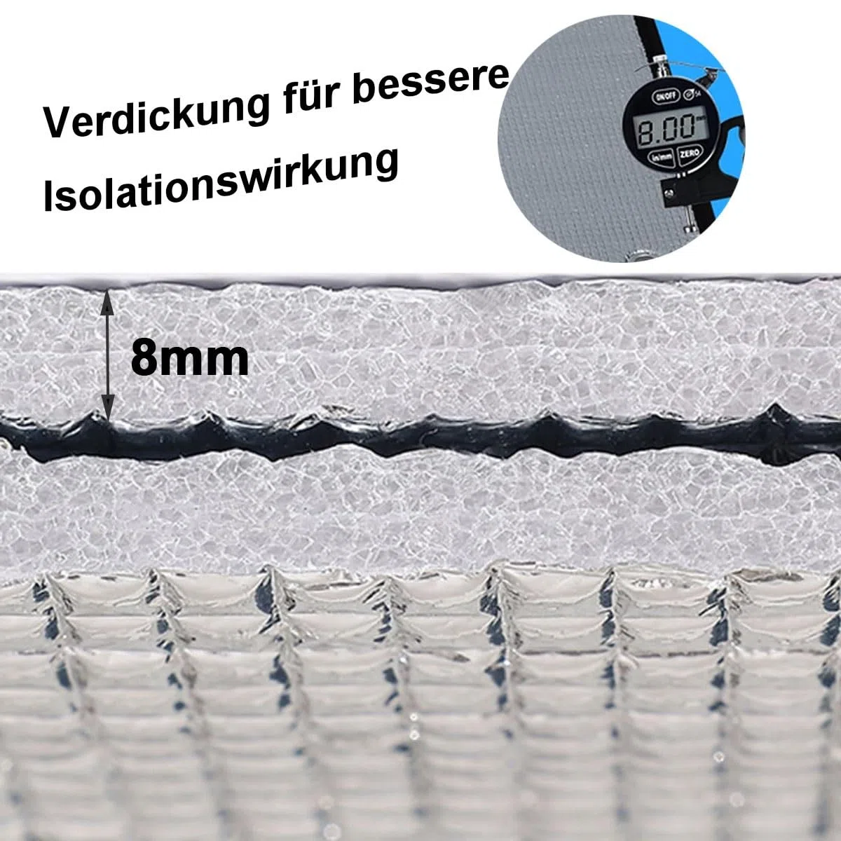 Película for Ventanas con protección Solar, Reflectante y térmica, lámina de Aluminio de 8 mm con Aislamiento térmico, Tinte Opaco Anti-UV y ventosas(80 x 130cm)