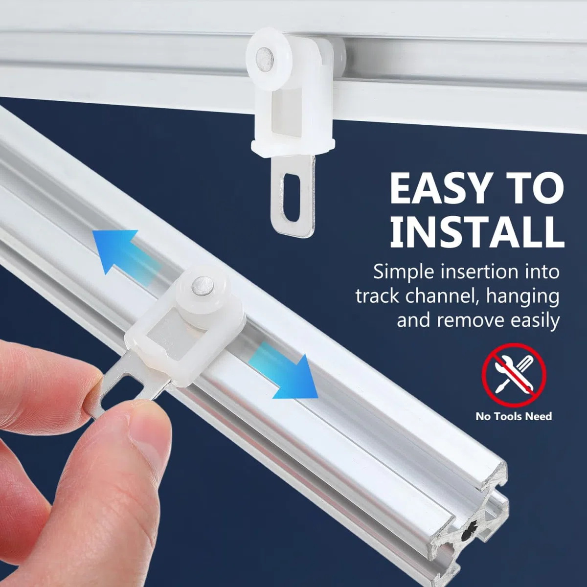 ABOOFAN 50 Piezas Poleas para Riel Cortina con Rodillos De Acero Inoxidable Y PláStico Deslizadores Resistentes para Cortinas De 1.3X0.6 Pulgadas Uso FáCil En Rieles De Techo