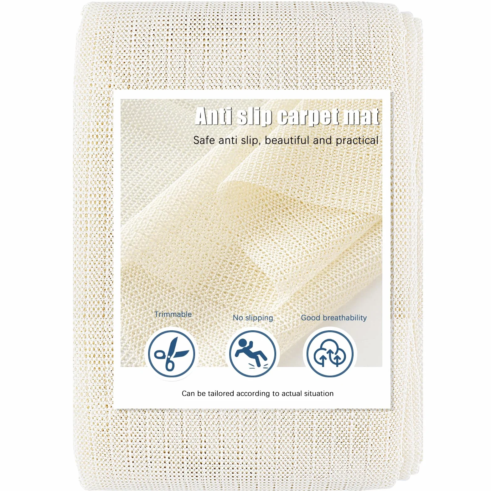 Alfombrilla Antideslizante Suelo de PVC, Red de Alfombrilla Antideslizante de 200x300cm, cortable para paletas, estantes, cajones, colchones, sofás