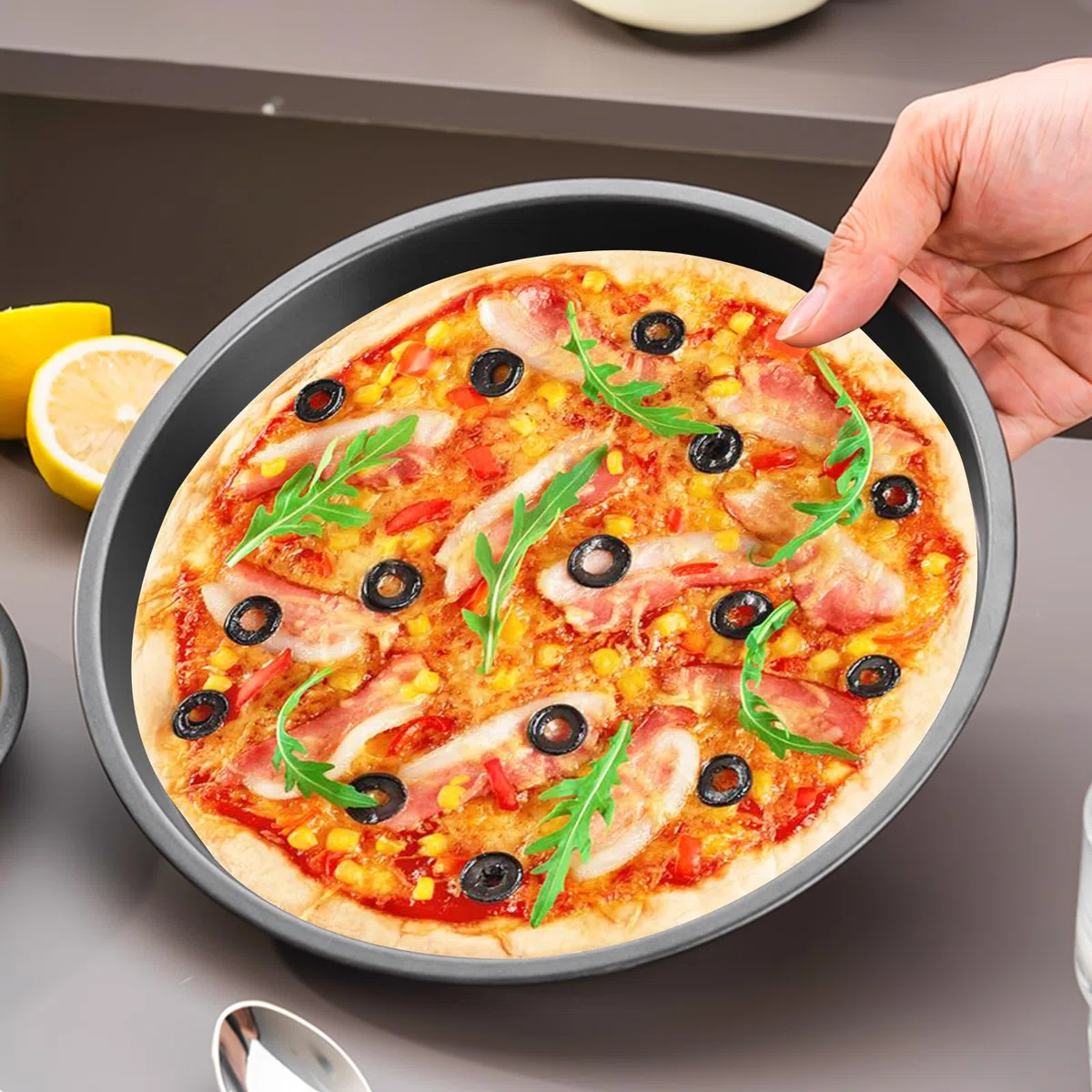 4 bandejas para pizza, platos redondos de 20 cm, molde para quiche, acero inoxidable, antiadherente, juego para pasteles