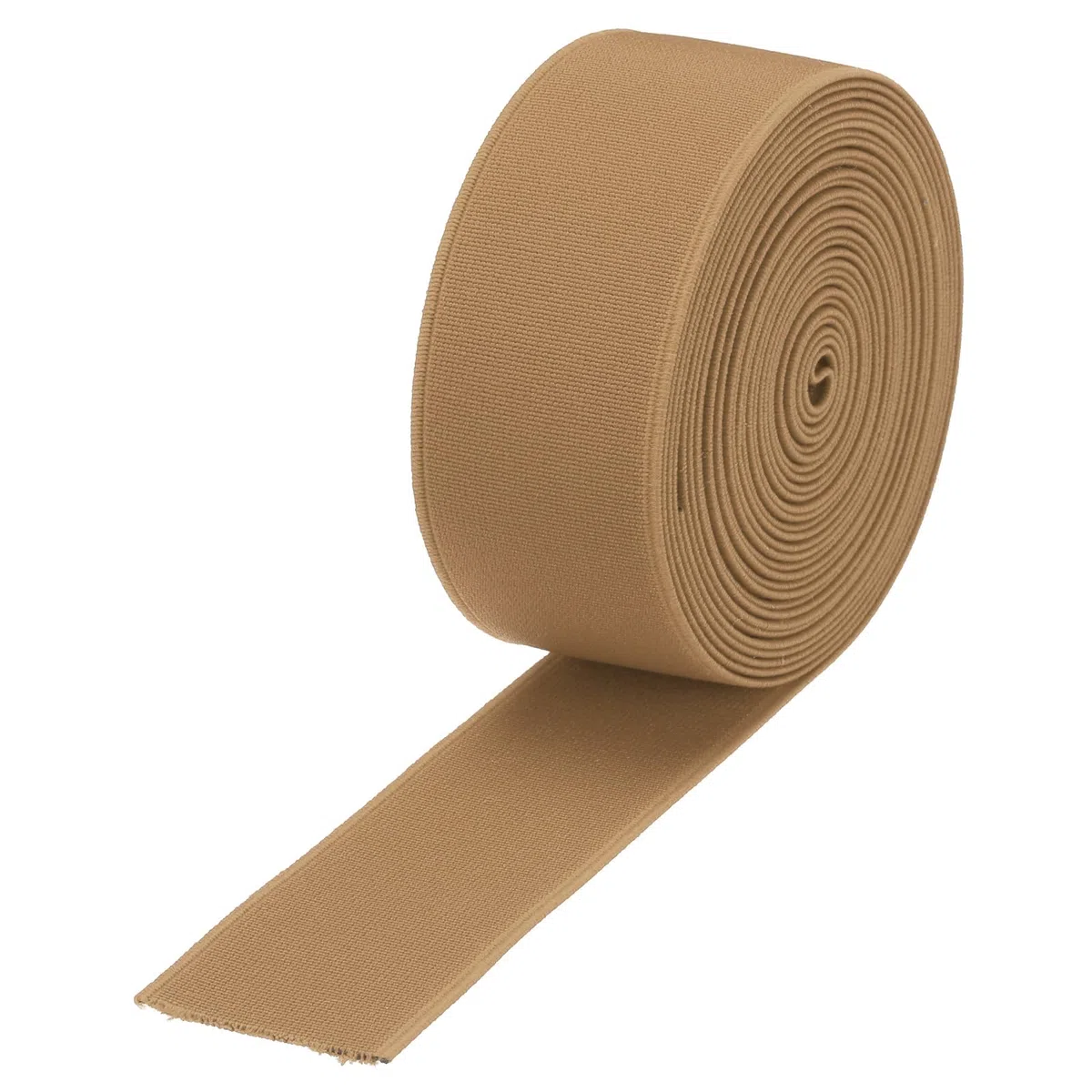 QUARKZMAN Bandas Elásticas para Coser 4cm 5 Yardas/15 Pies Marrón Claro Carrete de Elástico de Punto de Alta Elasticidad para Pelucas, Cinturones, Pantalones