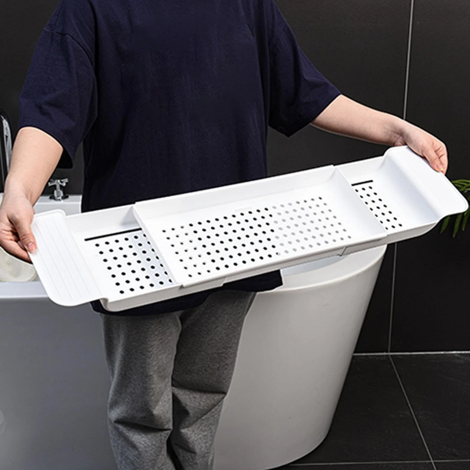 Bandeja De Bañera De Plástico Multifuncional, Bandeja De Bañera Extensible, Bandeja De Bañera, Bandeja De Bañera Retractable, Bandeja De Baño Ajustable para Bañera