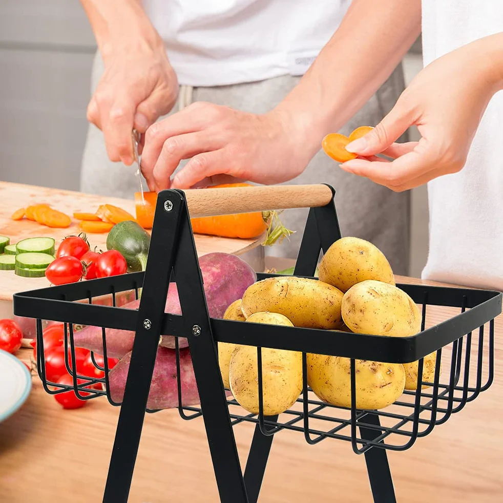 Estante de Frutas de 2 Niveles Cesta Desmontable para Frutas y Verduras, Soporte para Verduras, Cesta de Frutas, Verduras, Aperitivos, Cesta de Almacenamiento para Cocina, Hogar con Destornillador
