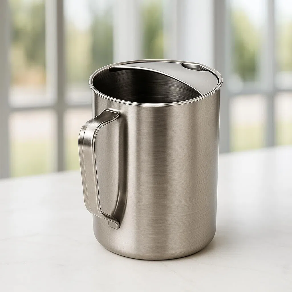 Jarra de Agua de Acero Inoxidable 1,8 Litros - Jarra Metálica con Asa y Tapa apta para Agua, Té, Limonada, Zumos y Bebidas Frías o Calientes - Botella Ideal para Mesa y Cocina
