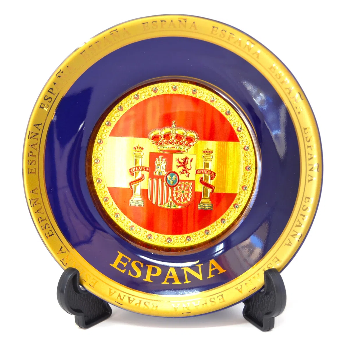 bandra de España.15.5cm Plato Decorativo de Cocina española, decoración de Paredes Interiores. España. Chapado en Oro. colgado en la Pared