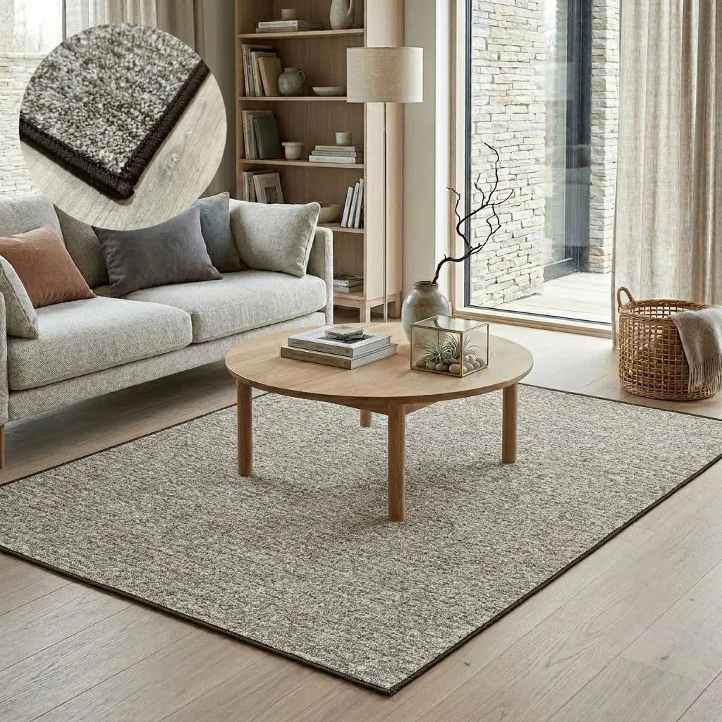 Alfombra Azor Estilo Moderno, Textura Lisa cálida y Acabado Decorativo para ambientes acogedores – 40x60 cm – Marrón