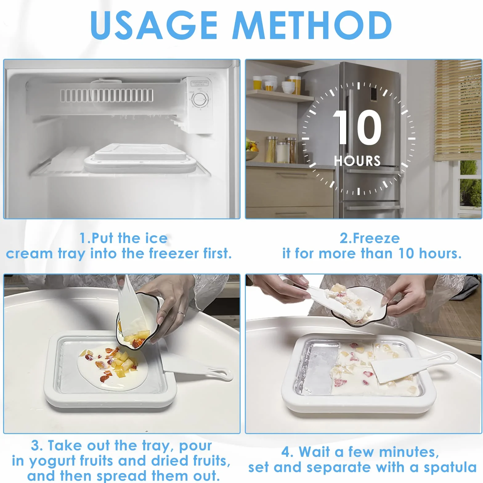 Heladera Instantánea plancha para hacer helados con 2 espátulas máquina fabricante helados caseros bricolaje de Máquina Para Hacer Rollos de Helado