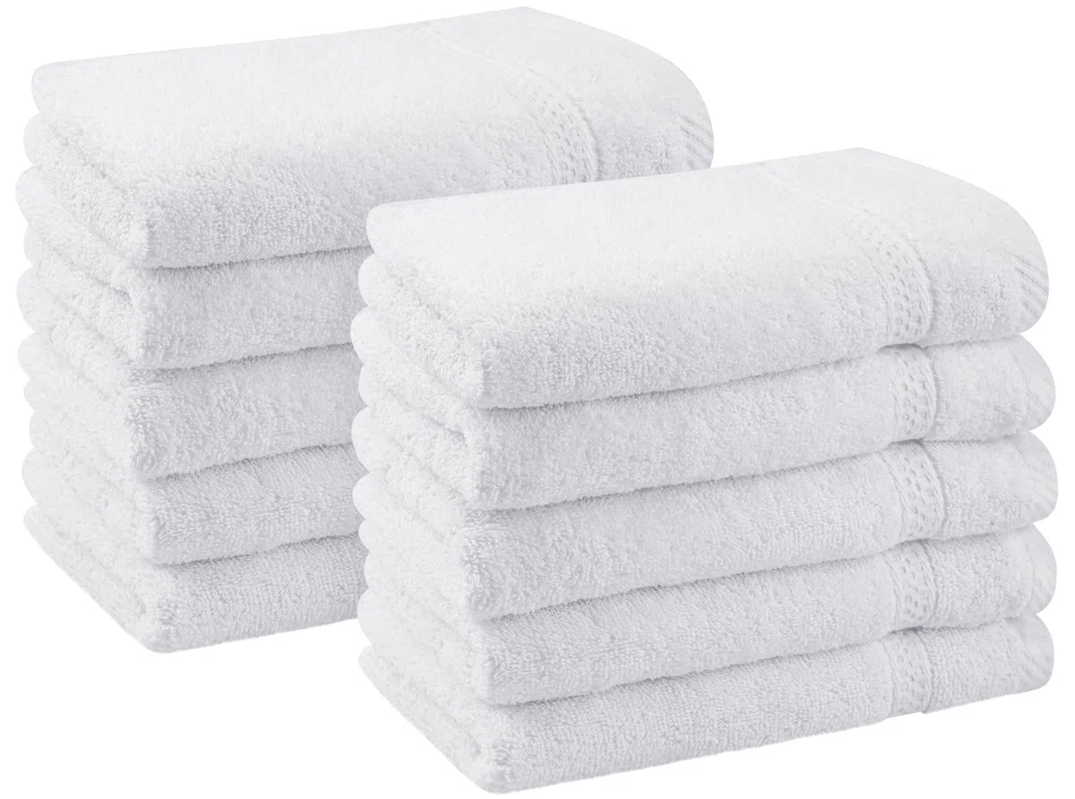 Utopia Towels - Set Premium de 10 Toallas para Invitados, 30 x 50 cm, Cara y Manos con Gancho, Altamente Absorbentes, 100% Algodón (Blanco)