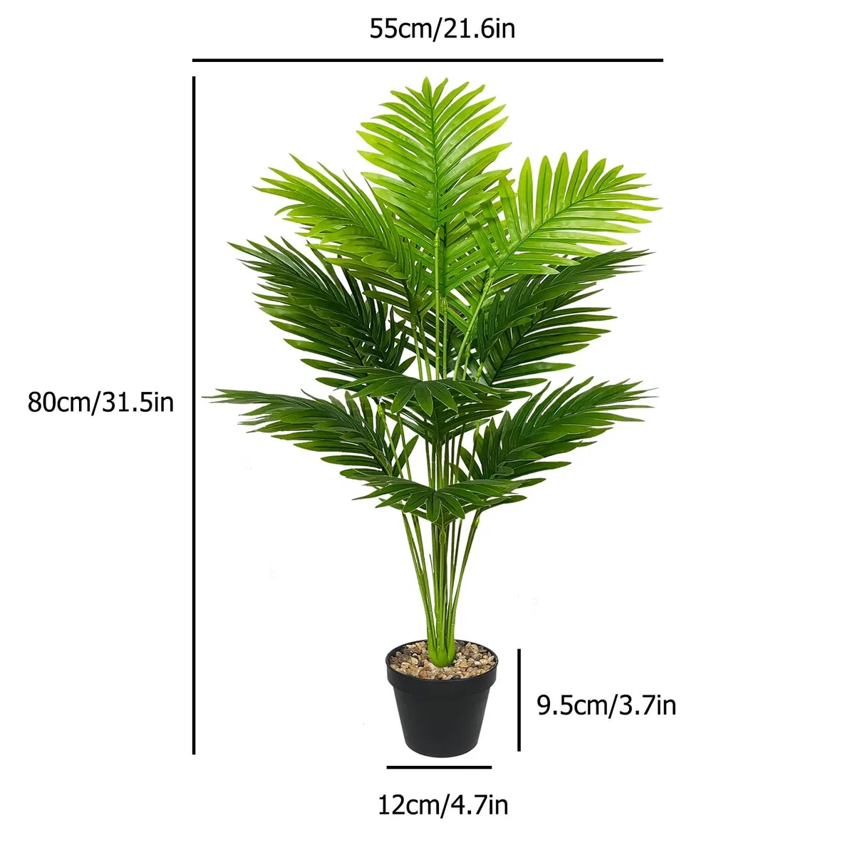 Plantas Artificiales con Maceta Palmera Grande Árbol Artificial Plástico de Interior y Exterior Decoración para del Hogar, Oficina, Casa, Balcón, Dormitorio Baño (80cm Alto Palma Grande)