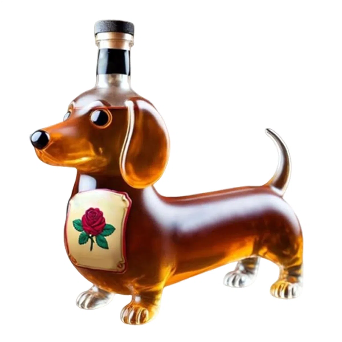 Genérico Botella de whisky con form de perro salchichas, vaso de whisky con form de perro salchichas, decantador de vino creativo con animales en 3D para decoración de bar en casa