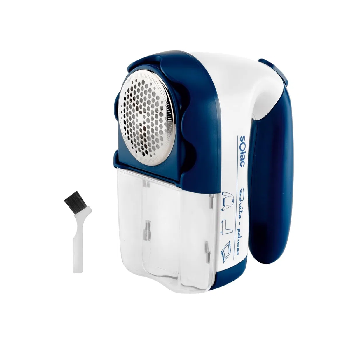 Solac H101 - Quitapelusas Eléctrico o Pilas, Cepillo Limpiador, Todas Las Telas, 3 Niveles Apurado, Cabezal de Corte Amplio, Depósito Extraíble, Fácil de Limpiar, Compacto, Ergonómico, Autonomía 1 h