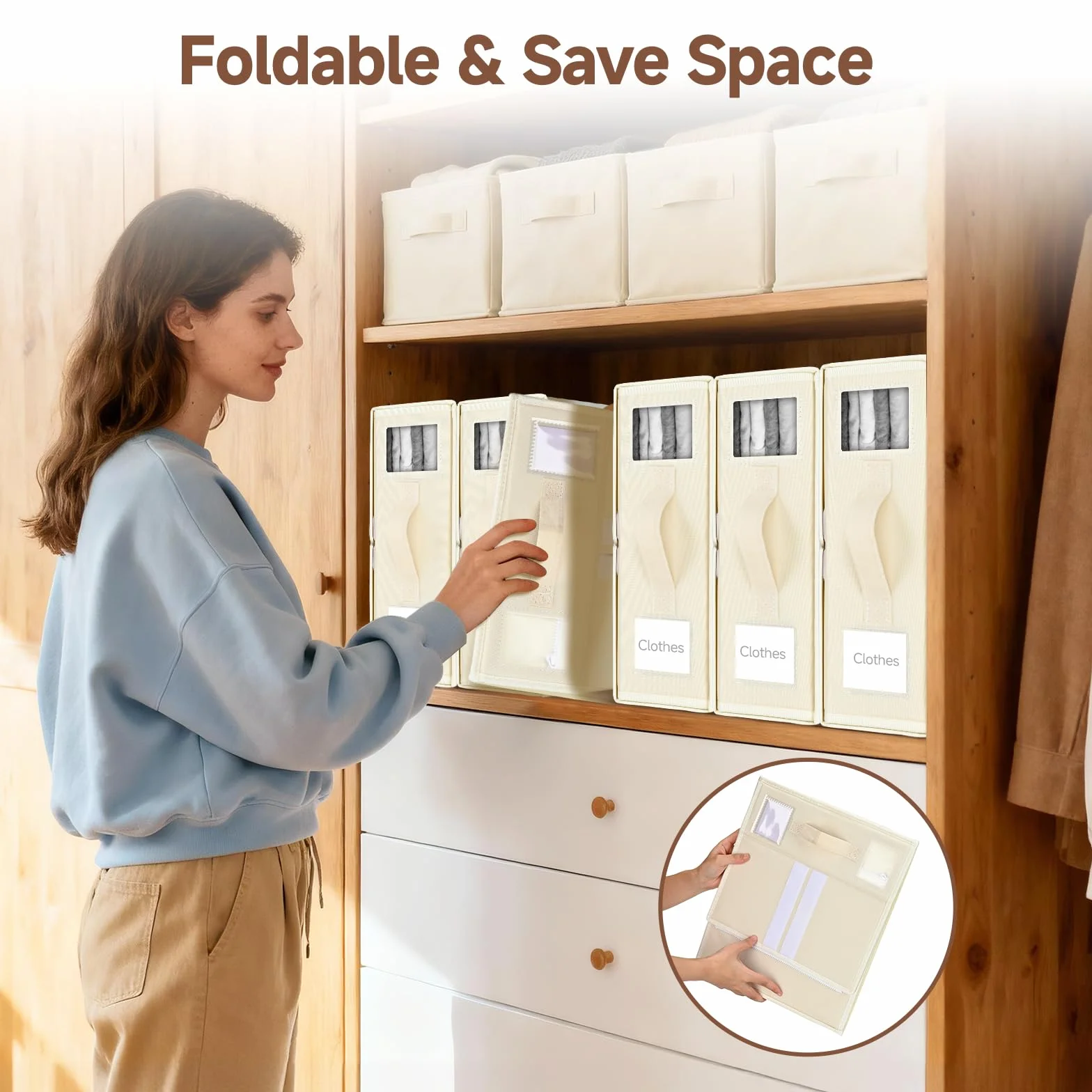 3 Piezas Caja Organizador Sabanas Armario, Bolsas Grandes De Almacenaje Para Sábanas Plegables, Organizador Armario Ropa Para Guardar Debajo De La Cama O En Un Cajón, Beige