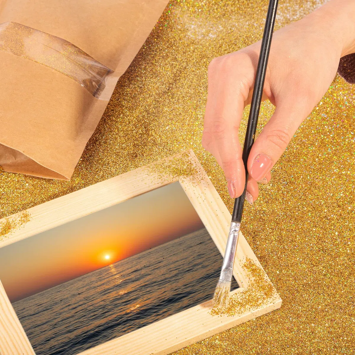 Creative Deco 200g Dorada Purpurina Manualidades Pintura Pared | Brillantina Oro Holográfica | para Decorar | Ultra-Fina 0,2mm | Adición Brillo para Esmalte de Uñas, Resina Epoxi | Decoración Navidad
