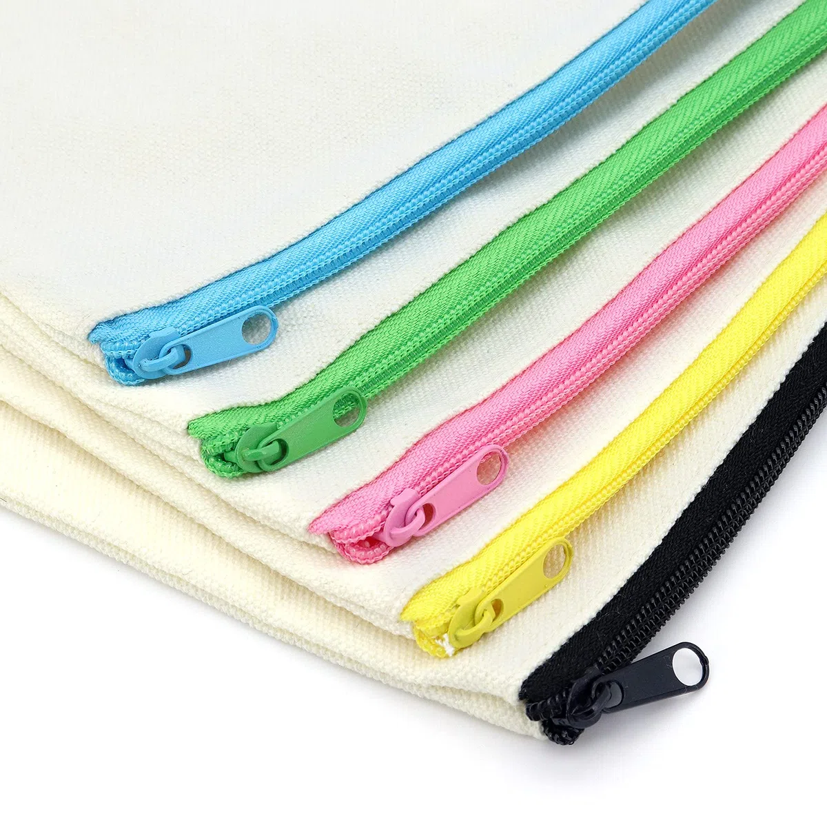 20 bolsas de lona en blanco con cremallera, bolsa de lona multiusos, bolsa de maquillaje de lona, bolsa de cosméticos, estuche para lápices, bolsas de manualidades, Cremalleras multicolor, 21 cm x 12