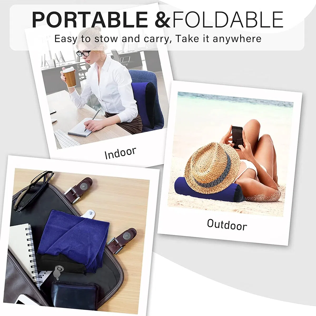 Portátil Almohada de cuña - Cojines para Sofa Cojín Lumbar，Reduce la presión de la Cintura y la Espalda，Almohada Inflable Minimalista
