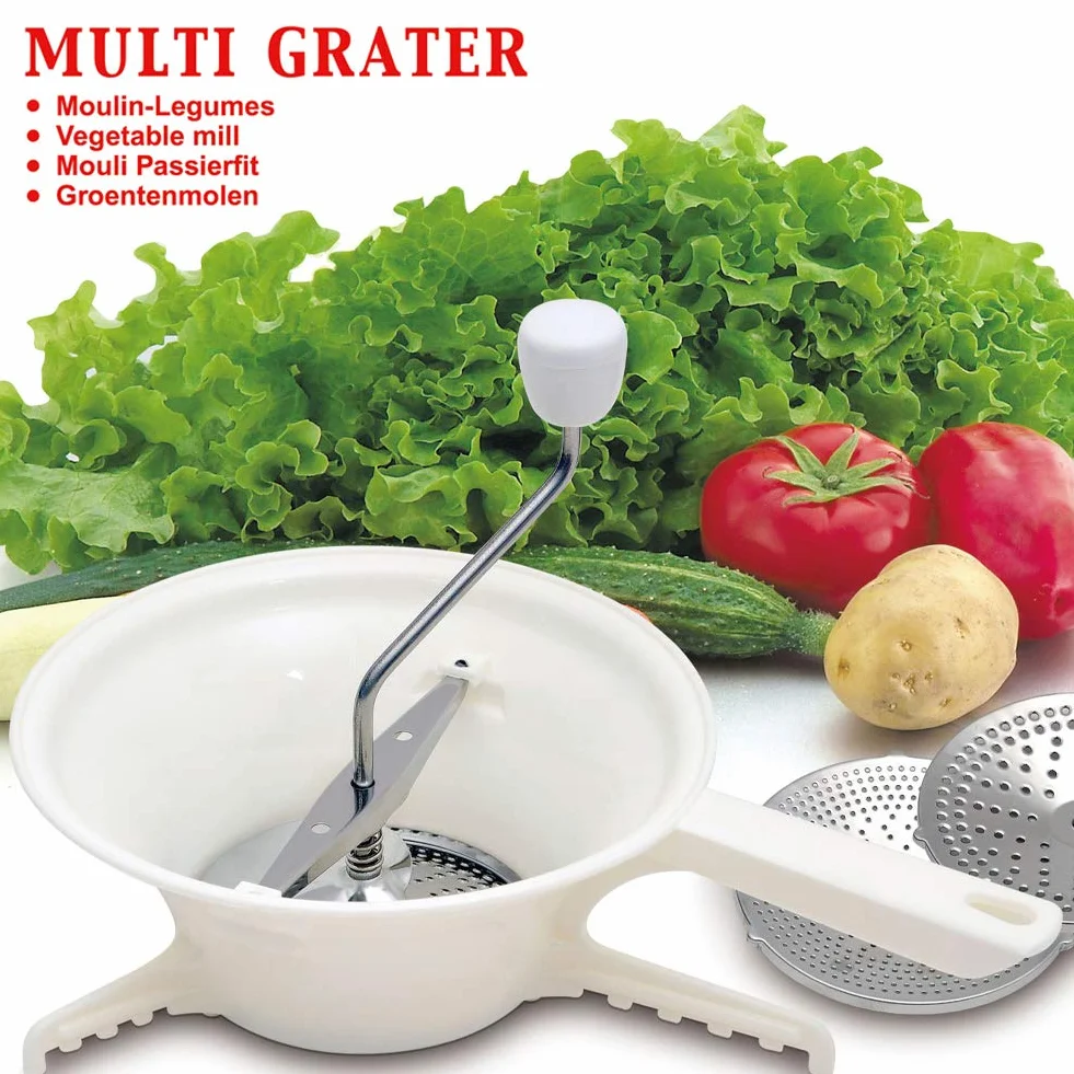 Batidora Batidora Manual para Alimentos, Molino de Alimentos de Acero Inoxidable con 3 Discos de Molienda, Molino Giratorio para Alimentos para Salsa de Tomate, puré de Manzana