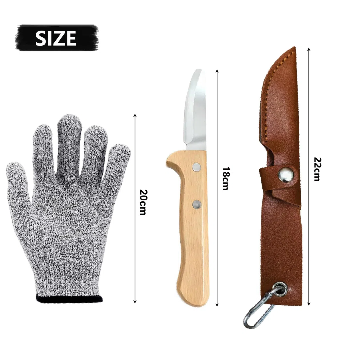 Cuchillo de Tallado para Niños, Cuchillo de Trinchar de Acero Inoxidable Herramientas de Tallado en Madera con Funda y Guantes Anti-Corte, para Manualidades y Actividades al Aire Libre