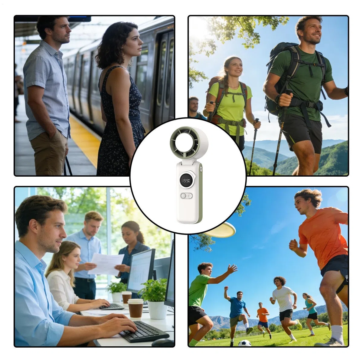 Ventilador portátil – Mini dispositivo de enfriamiento, enfriador de aire con pilas recargables, niveles de velocidad ajustables, generador de personal, para viajes de verano