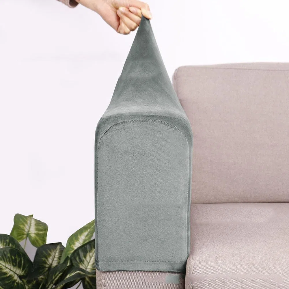 Funda elástica para reposabrazo de sofá, paquete de 2 fundas extraíbles (color gris poco profundo)