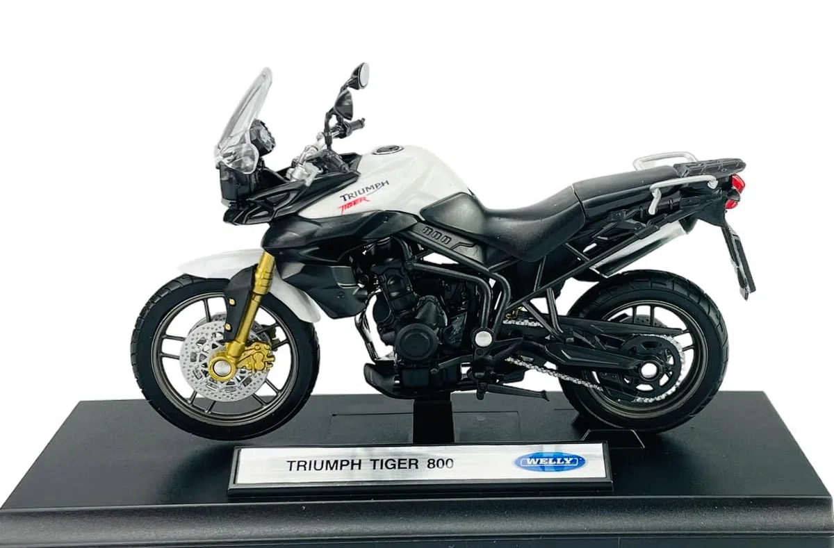Welly Triumph Tiger 800 - Modelo de moto con base 1:18 1/18 (metal), color blanco