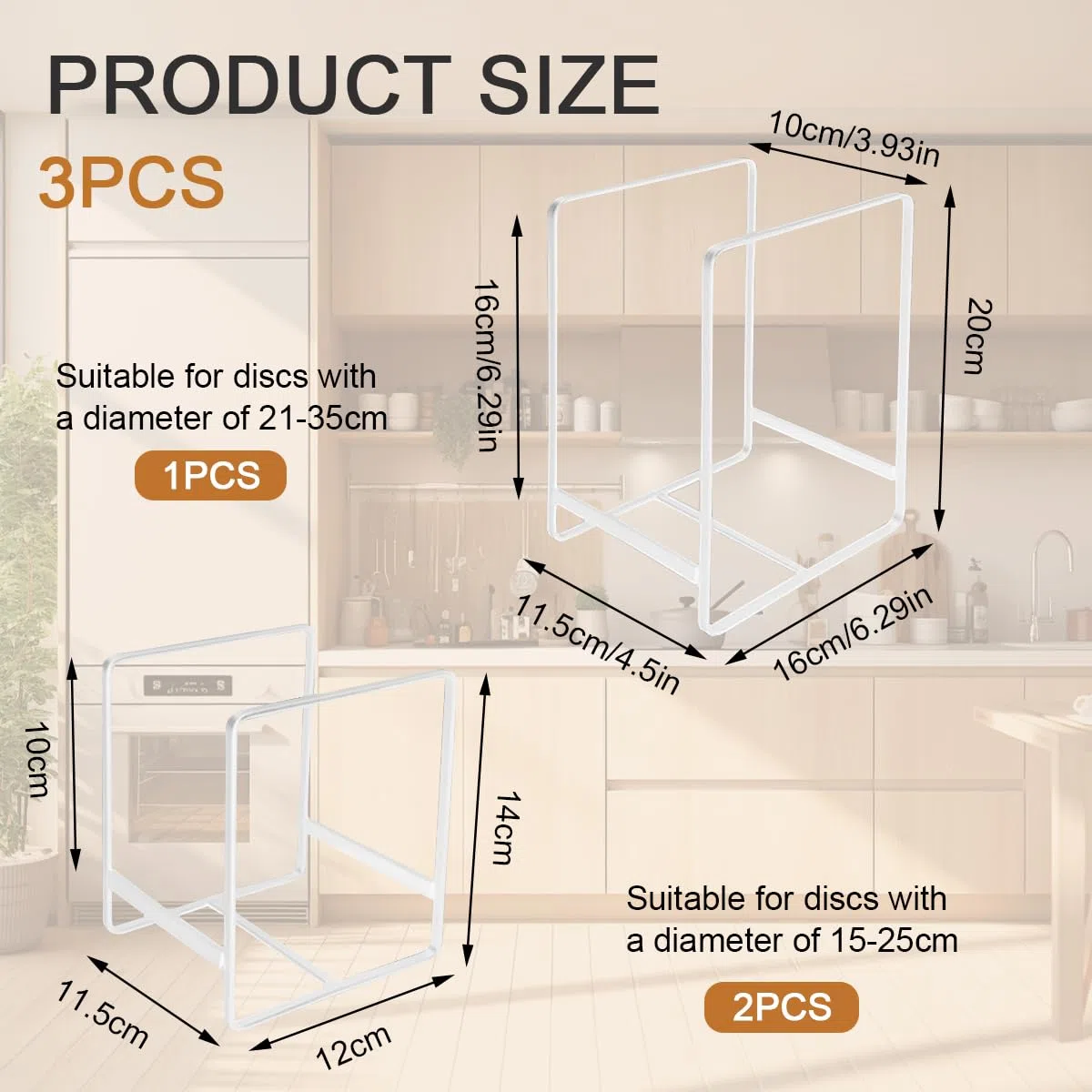 3 PCS Organizador Platos Armario Cocina, Metal Soporte Platos, Plateros de Cocina, Soporte para Platos Upright, Plateros de Cocina Mueble, Organizadores de Cocina (white)