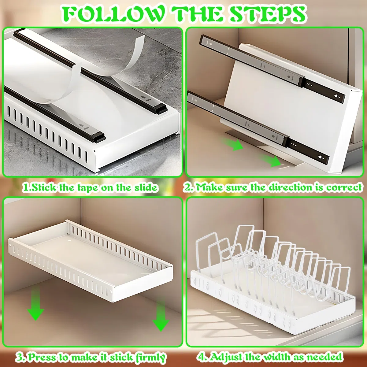 ZLPBAO Organizador para tapas de ollas y sartenes, extraíble con 12 compartimentos ajustables, organizador de cocina, almacenamiento para tapas de ollas, soporte para sartenes para cajones, Blanco