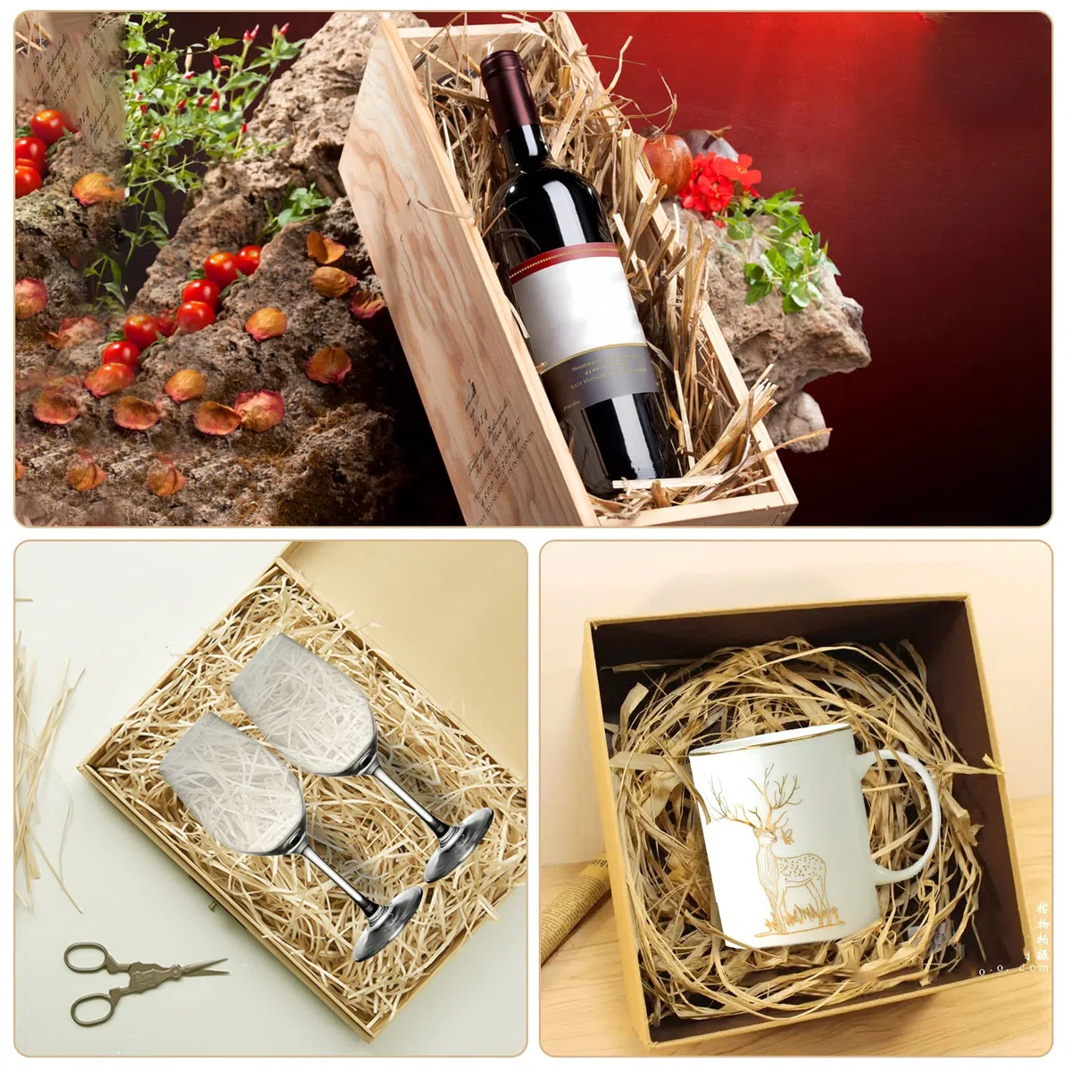 Bast Raffia Natural, Paquete de 6 Cintas, Florbast para Manualidades, Cuerda de Papel, Regalo para Floristas, Jardín, Boda, Marrón Claro