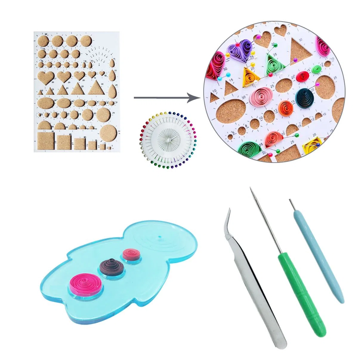 Woohome Set de Papel de Filigrana con 10 Herramientas de Quilling y 34 Colores de 700 Tiras de Papel Quilling