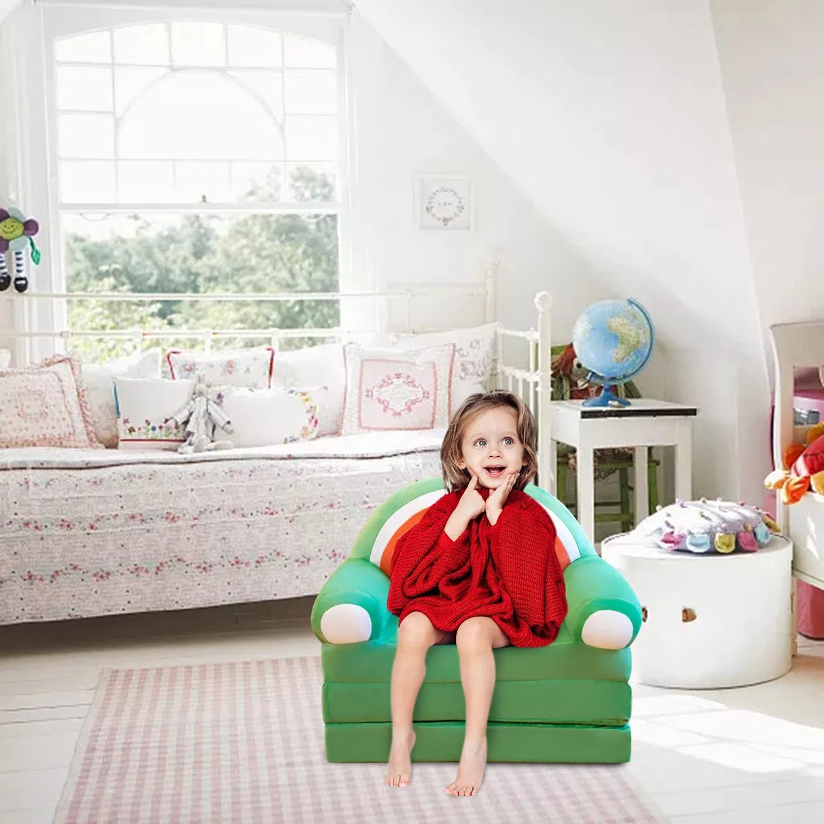 Sofá plegable para niños – Sillón y cama 2 en 1 de dibujos animados ideal para sala de estar y dormitorio, solución ligera de muebles portátiles, ¿no incluye sofá?