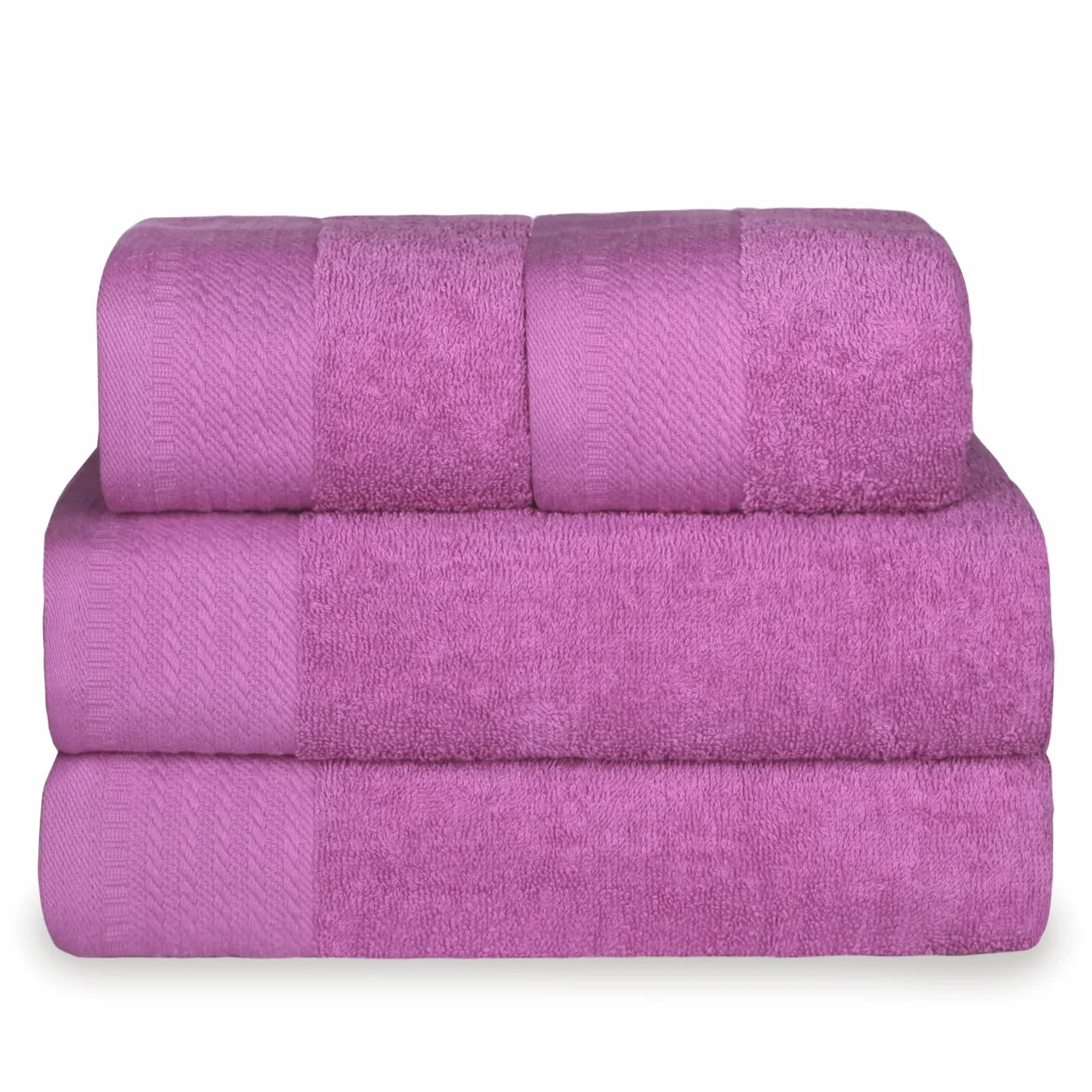 MERCURY TEXTIL Juego 4 Toallas de Baño y Manos 500gsm 100% Algodón Fucsia