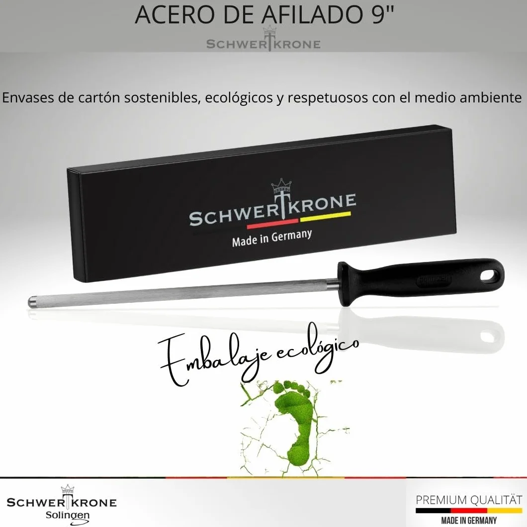Afilador para cuchillo de Solingen – 34 cm/De Cromo Vanadio Acero Inoxidable//cuchillo afilador Negro