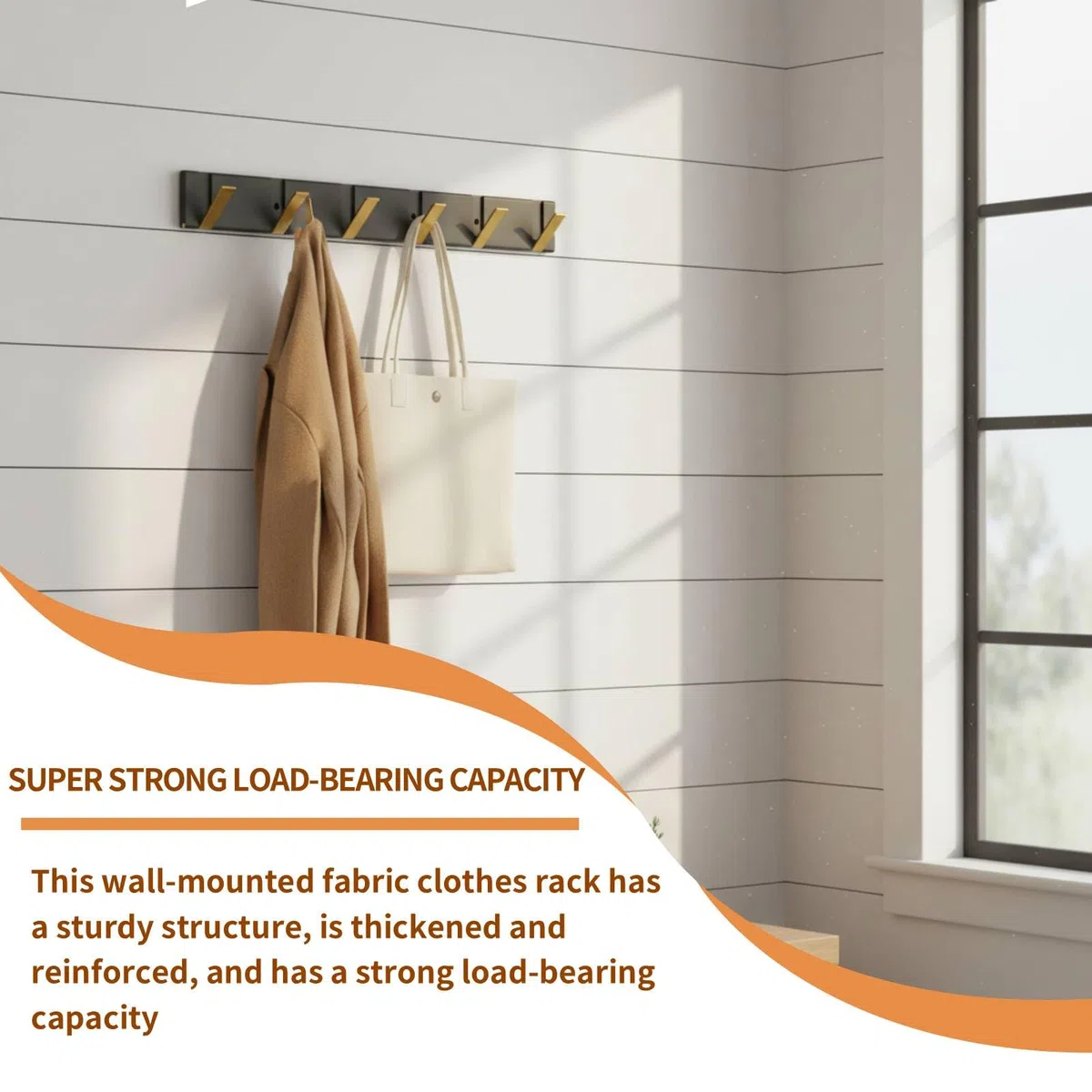 HERCHR Perchero Flotante Montado En La Pared con Tapa, Perchero Flotante De Pared Moderno, Perchero Plegable Montado En La Pared, Perchero Flotante De Pared De Aluminio Espacial(Black 5hooks 1)