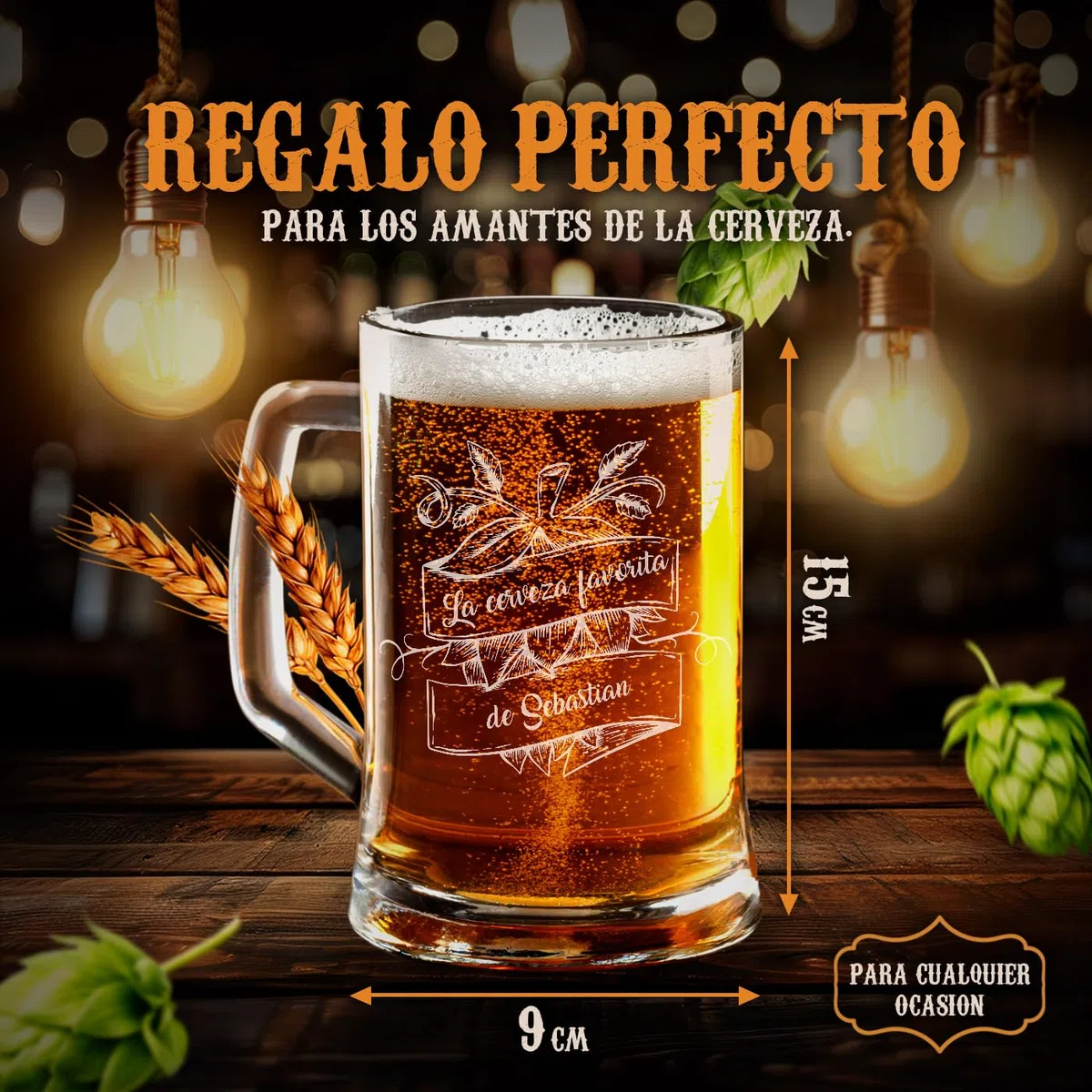 Maverton - Jarra De Cerveza Personalizada - Regalos San Valentin Hombre - Regalos Originales Para Hombre - Perfecto Para Padre Abuelo Marido Beer Lover - 500ml Con Grabado