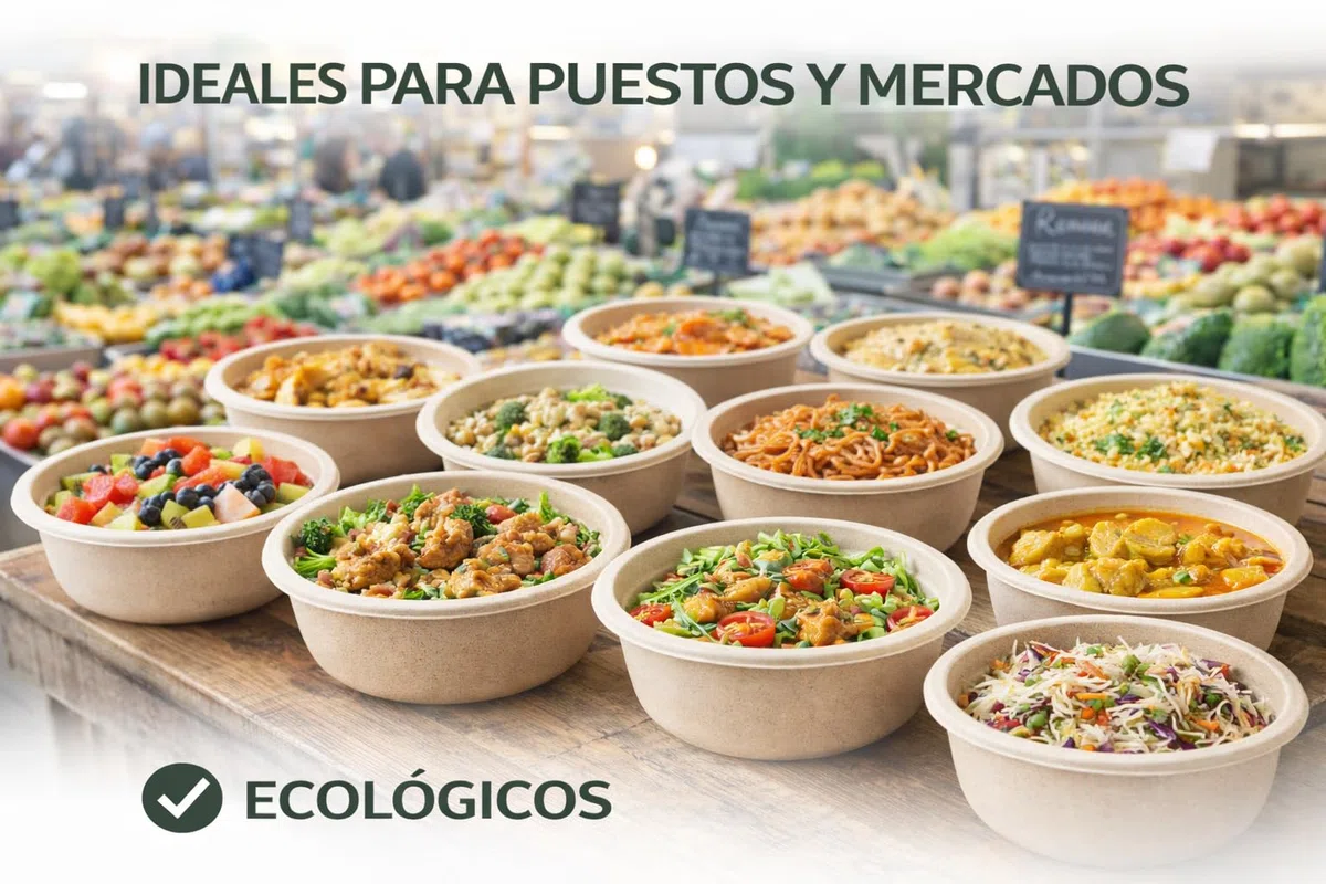 Bol Desechable Bagazo de Caña de Azúcar – Apto Microondas – Biodegradable y Compostable – Antigoteo – Para Caliente y Frío – Kraft Natural o Blanco – 350 ml / 500 ml / 900 ml (50, BLANCO, 350 ml.)