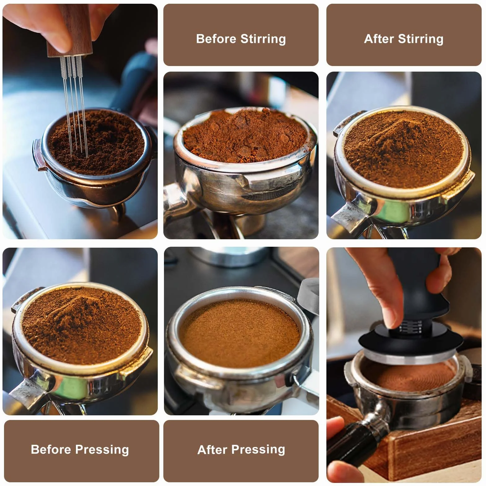 Prensador de Café Profesional 51mm, Tamper con Resorte Calibrado y Mango Ergonómico, Incluye Agitador 6 Agujas y Alfombrilla, Ideal para Baristas y Amantes del Espresso