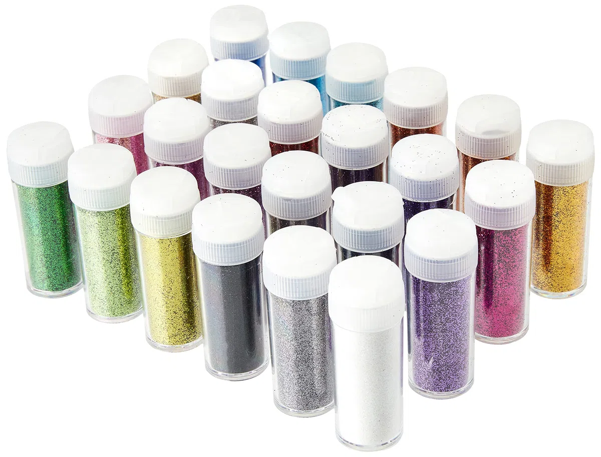 Baker Ross Agitadores de Purpurina (paquete de 24 x 10 g) Ideal para arte de arena, manualidades y proyectos de arte para niños, surtidos (AV689)