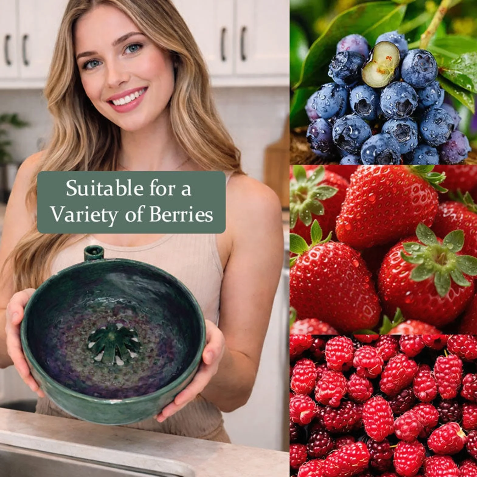 Cuenco de lavado de bayas | Limpiador giratorio automático de frutas y verduras con drenaje | Colador multifuncional de remolino de bayas | para hacer ensaladas de moras, uvas, hogar, cocina, camping