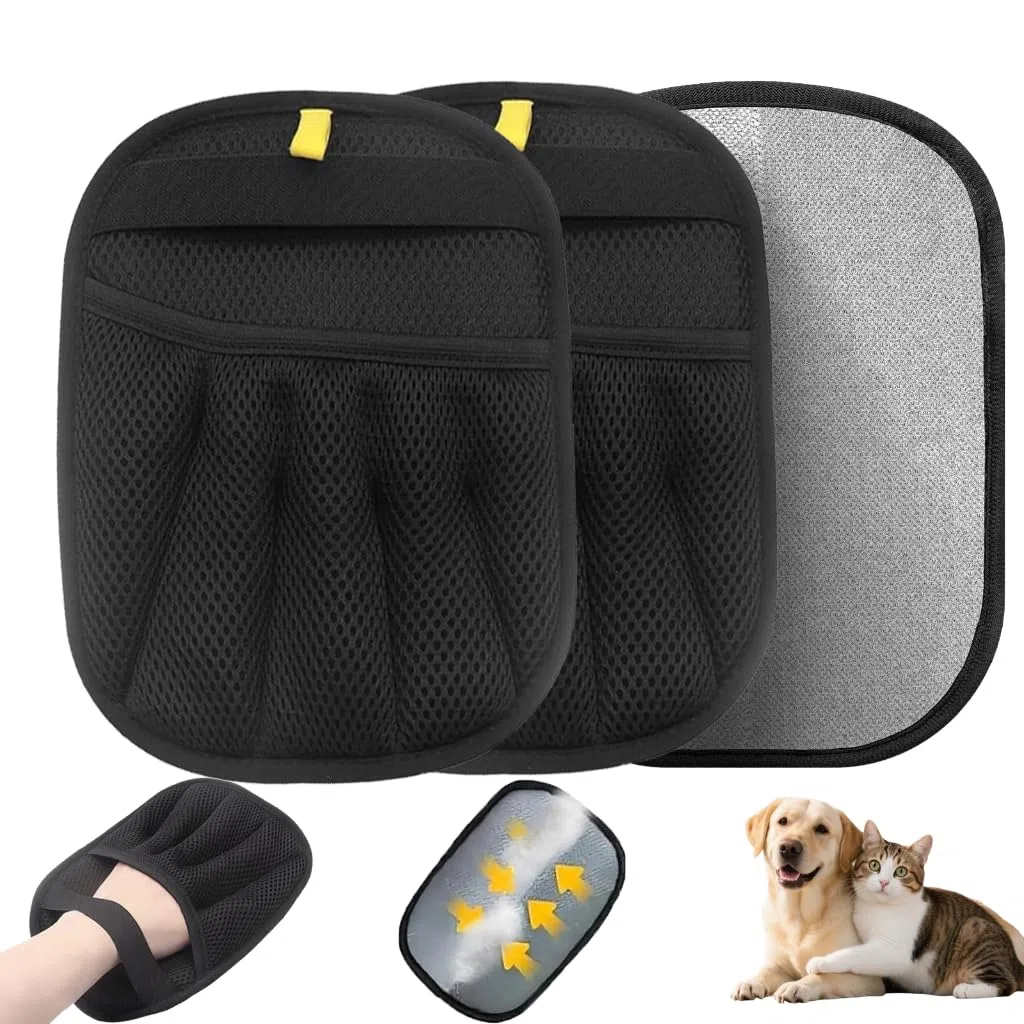 Guante de pelo de gato y perro, 2 unidades, guante electrostático de doble cara, antipelo, lavable, reutilizable, para sofá, alfombra, ropa