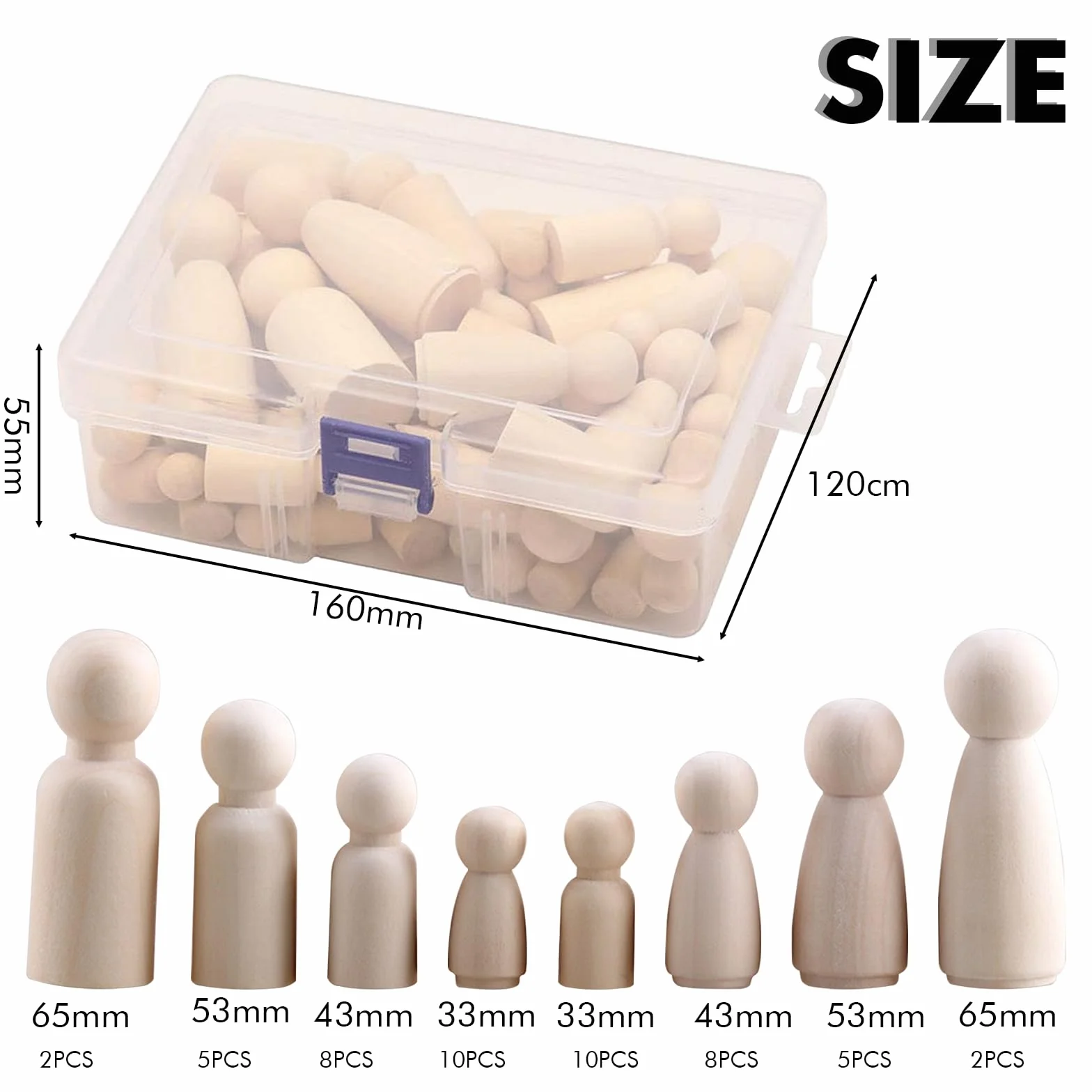 50 Pcs Figuras de Madera, Muñecos Madera, Muñecas de Natural de Bricolaje, para Decoración de Bricolaje, para DIY Manualidades, 4 Estilos
