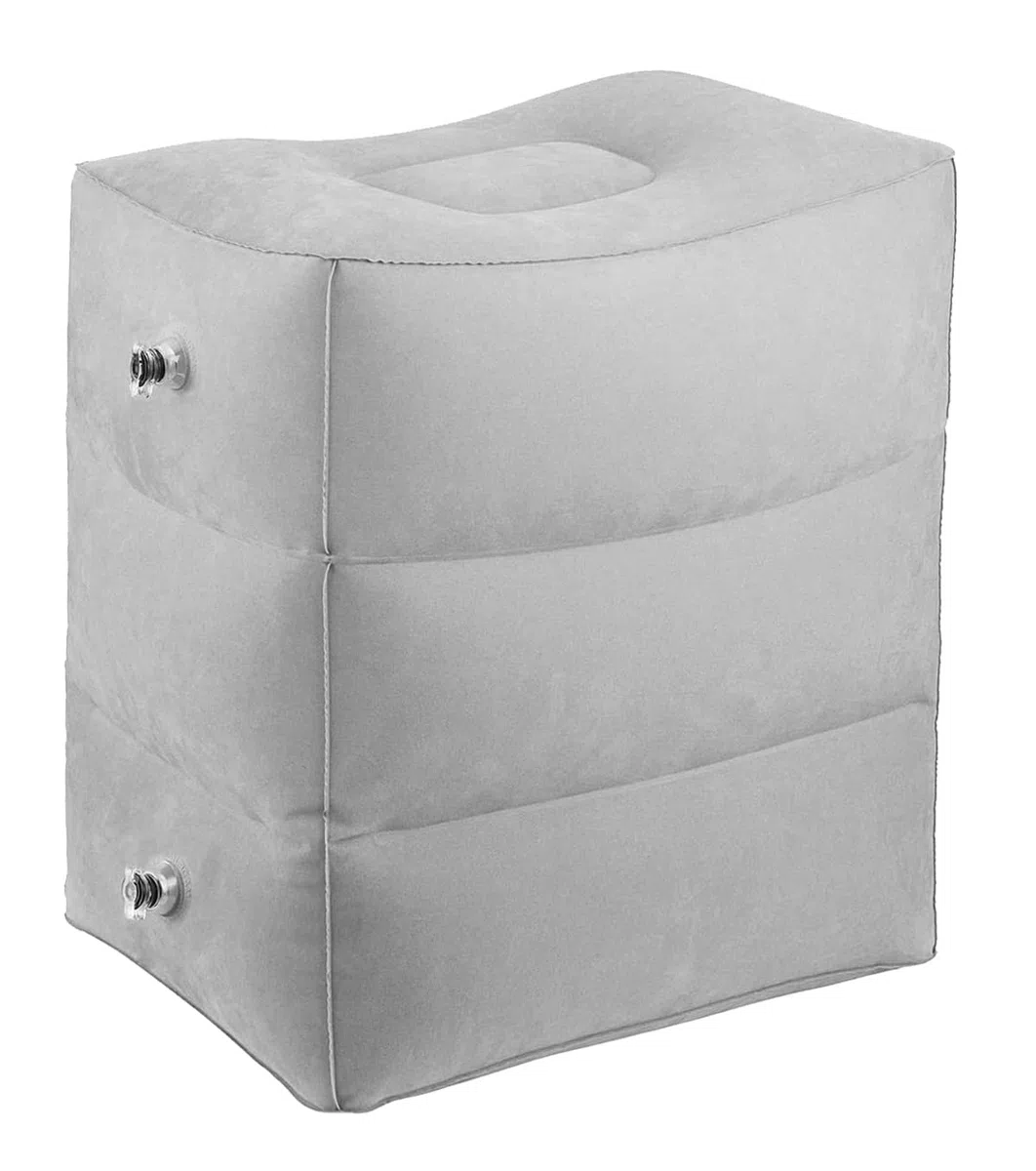 Almohada de reposapiés Inflable y cojín de reposapiés Inflable de Altura Ajustable para Tren, avión, Oficina (Gris)