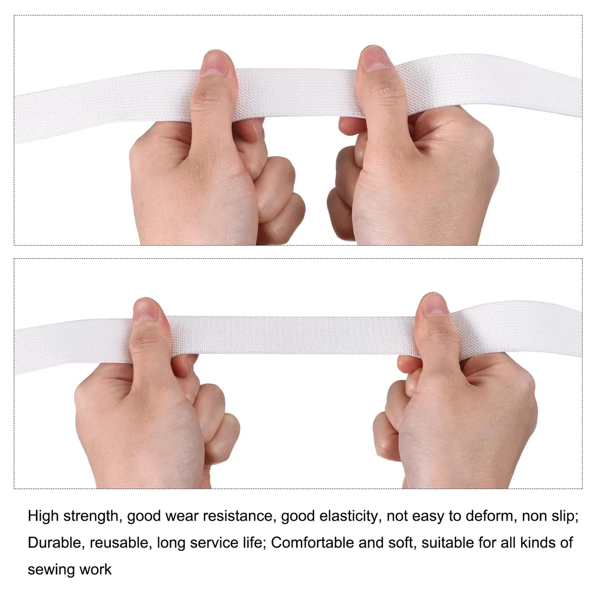 QUARKZMAN Bandas Elásticas para Coser 4cm 5 Yardas/15 Pies Marrón Claro Carrete de Elástico de Punto de Alta Elasticidad para Pelucas, Cinturones, Pantalones