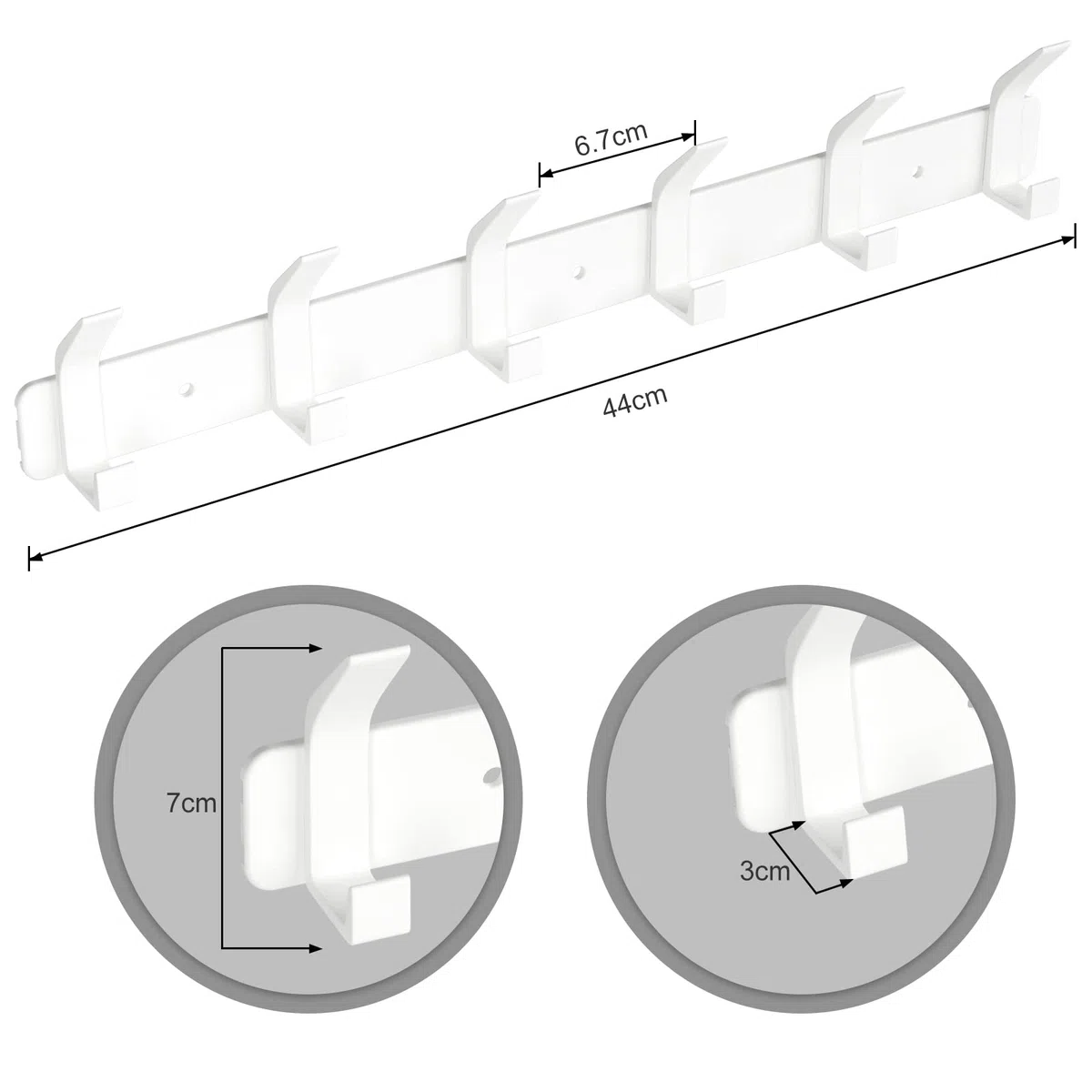 Perchero Pared Blanco Perchero Puerta Con 6 Ganchos Para Colgar Abrigos, Sombreros, Ropa, Bufandas