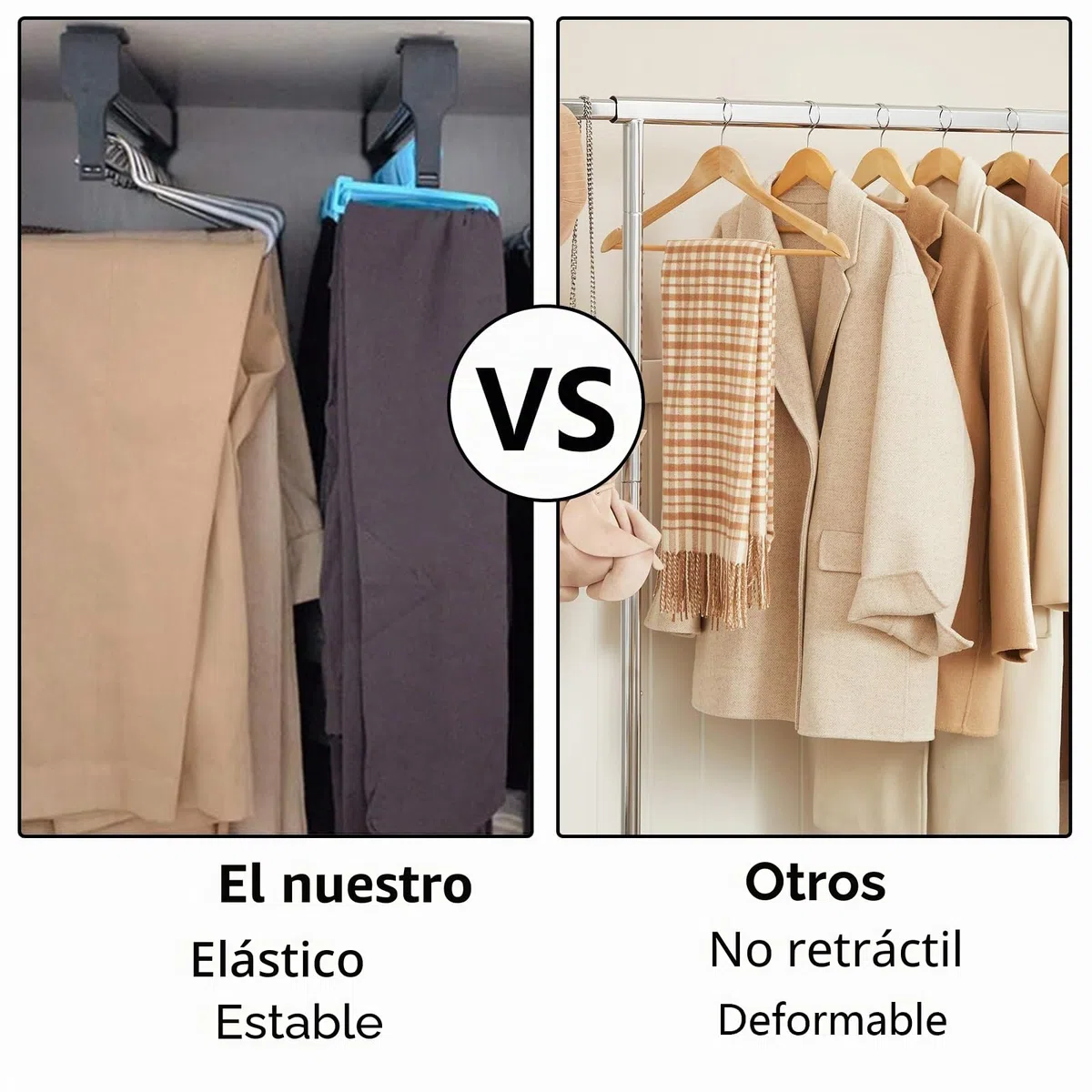 WOPPLXY barra extensible para colgar ropa de Negro, 292-590 mm perchero extraible armario de Acero Para colgar ropa, bolsos y corbatas (Negro)