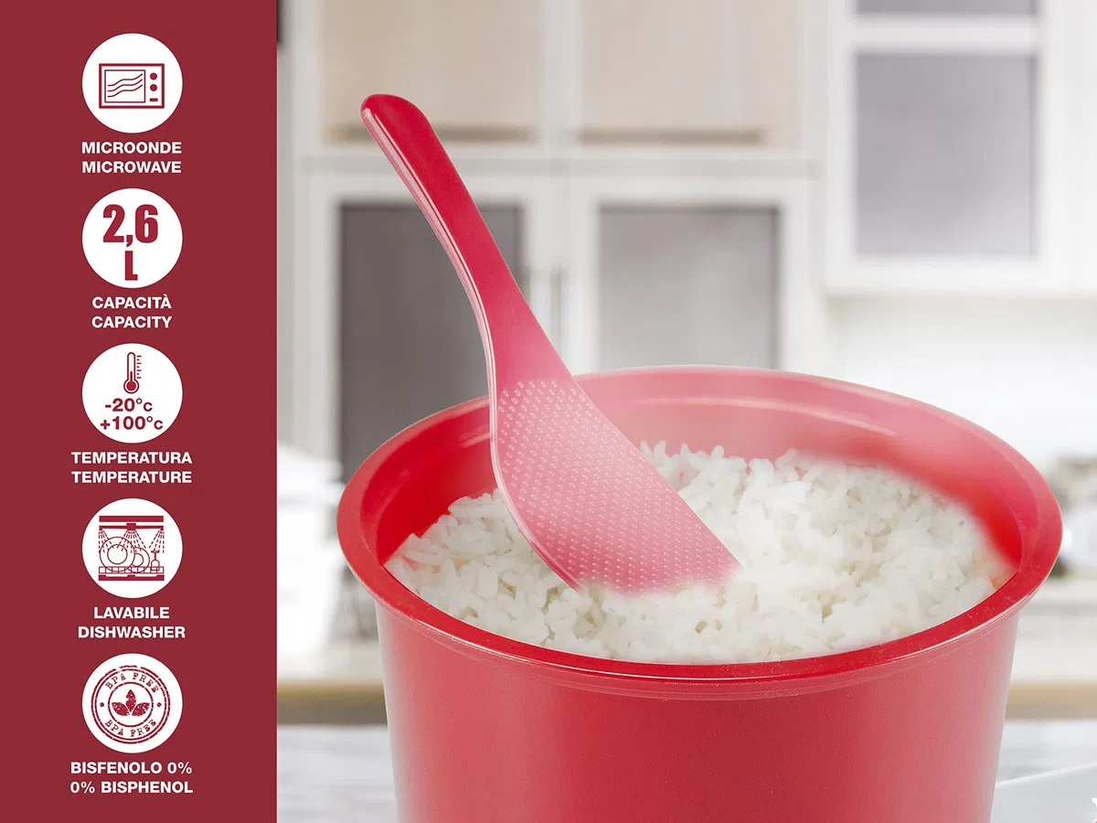 BEPER C106CAS001 Olla arrocera para microondas, Olla arrocera para microondas,2.6L, Cereales, Legumbres, Cuscús, Sin BPA