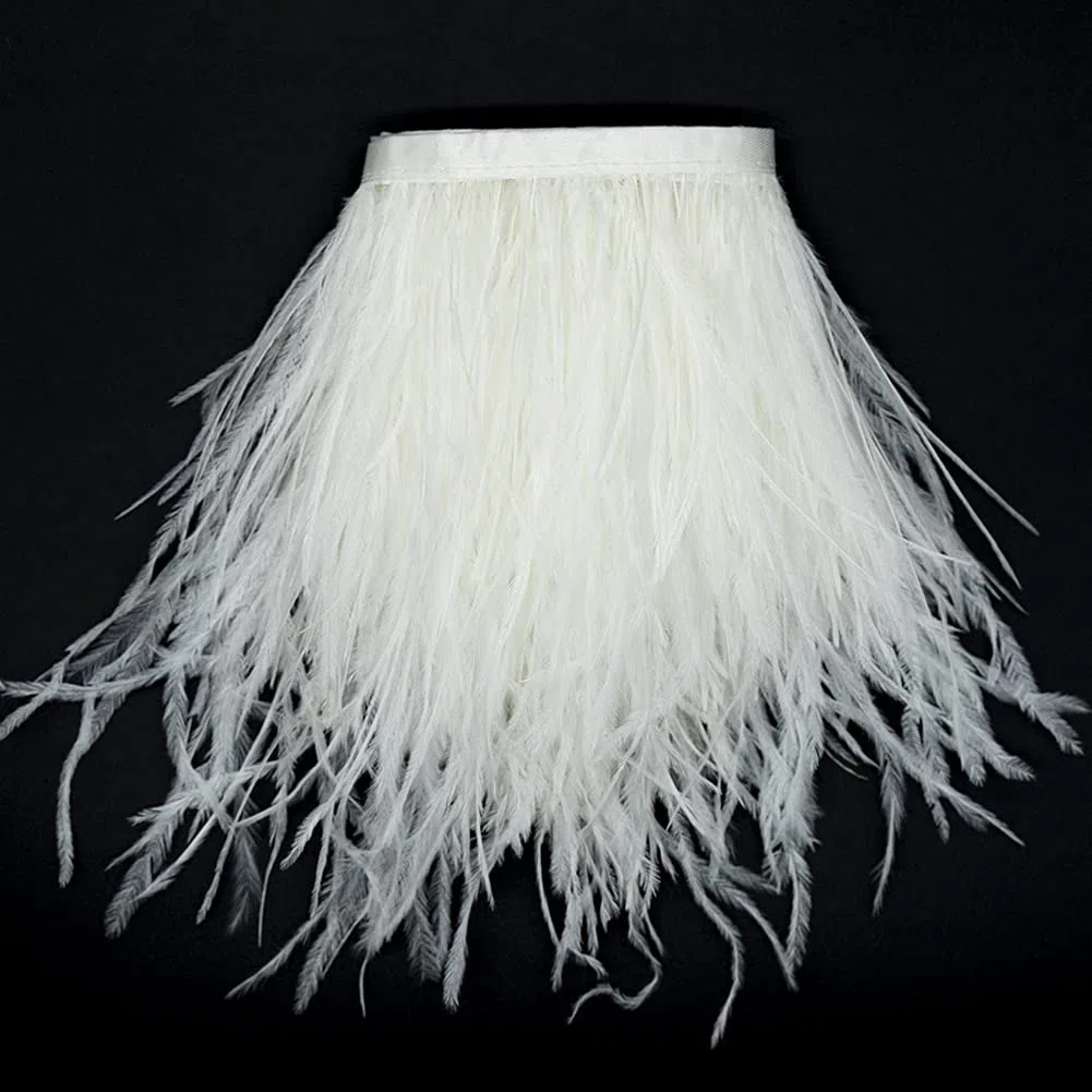 Adornos de flecos de plumas de avestruz de 1,83 metros – Para manualidades, disfraces, carnaval, Halloween, decoración de Handwerk (blanco)