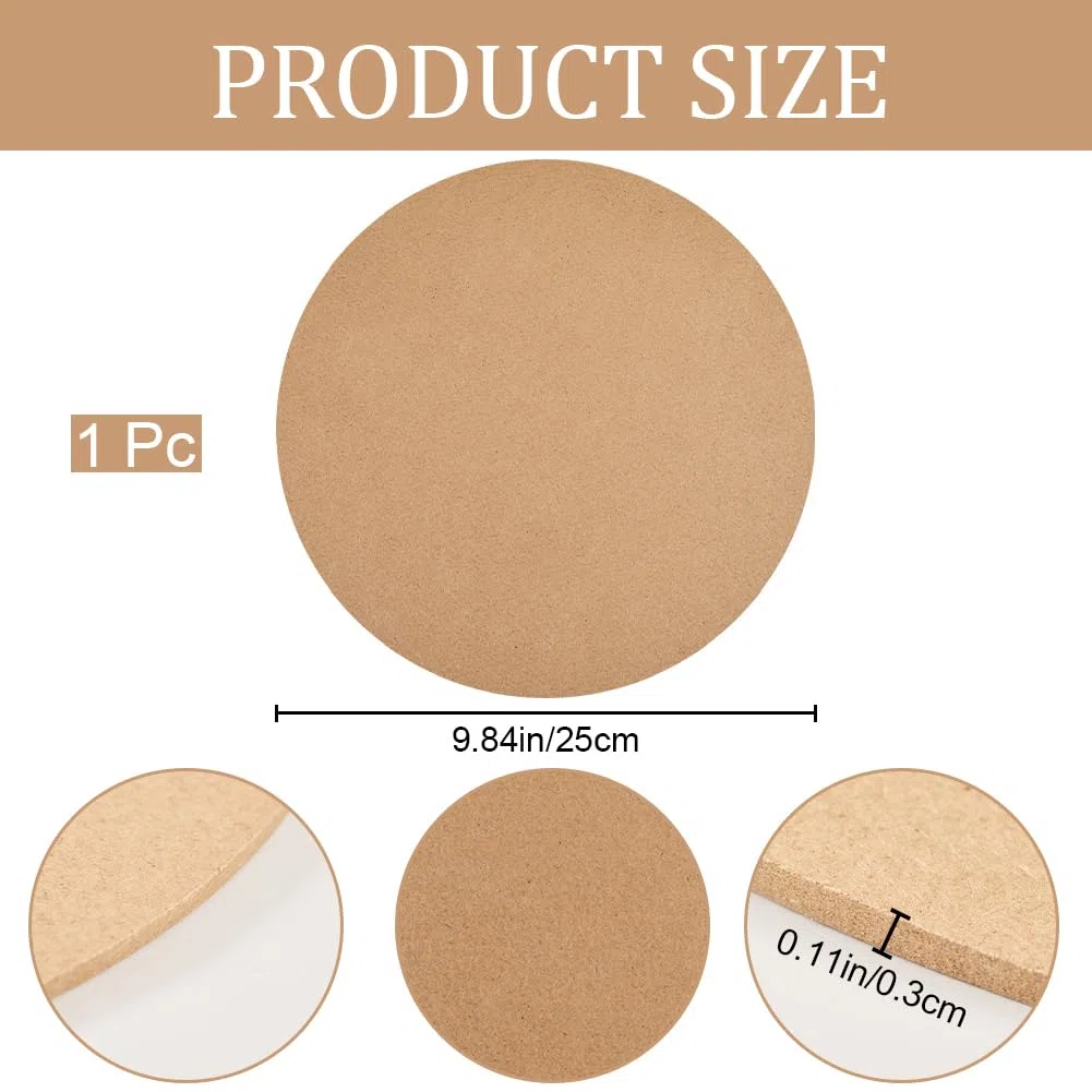 CRASPIRE Tableros de Madera MDF para Manualidades Tablero de Fibra de Densidad Media de 3 mm de Espesor Paneles de Aglomerado de Hoja de Tablero MDF Redondo de Madera para Tablero de Secado